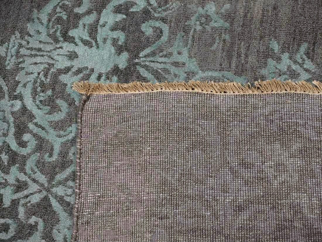 Luxury grey and blue damask rug