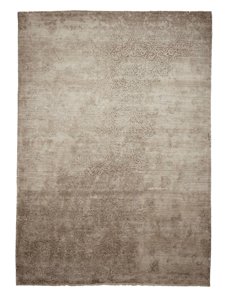 Authentic oriental rug with a damask pattern in beige