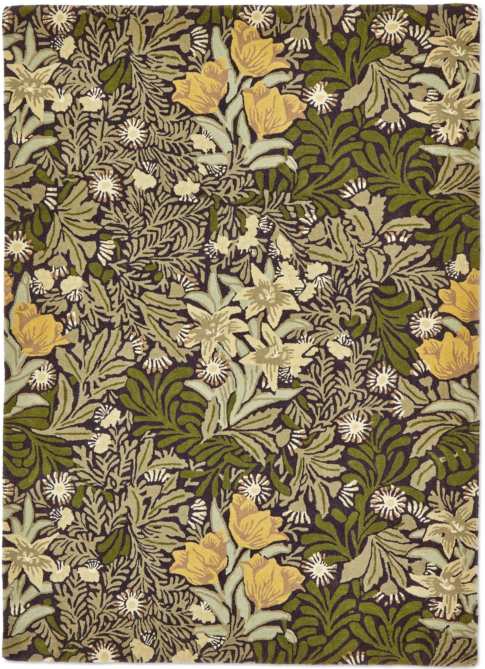 Green floral abstract rug