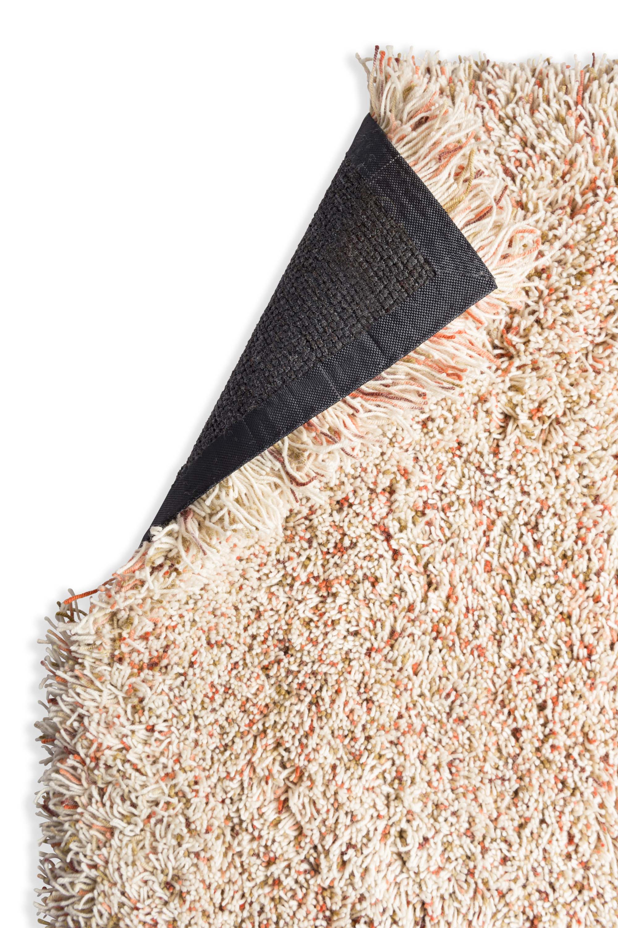 Plain shaggy rug with cream and multicolour pile