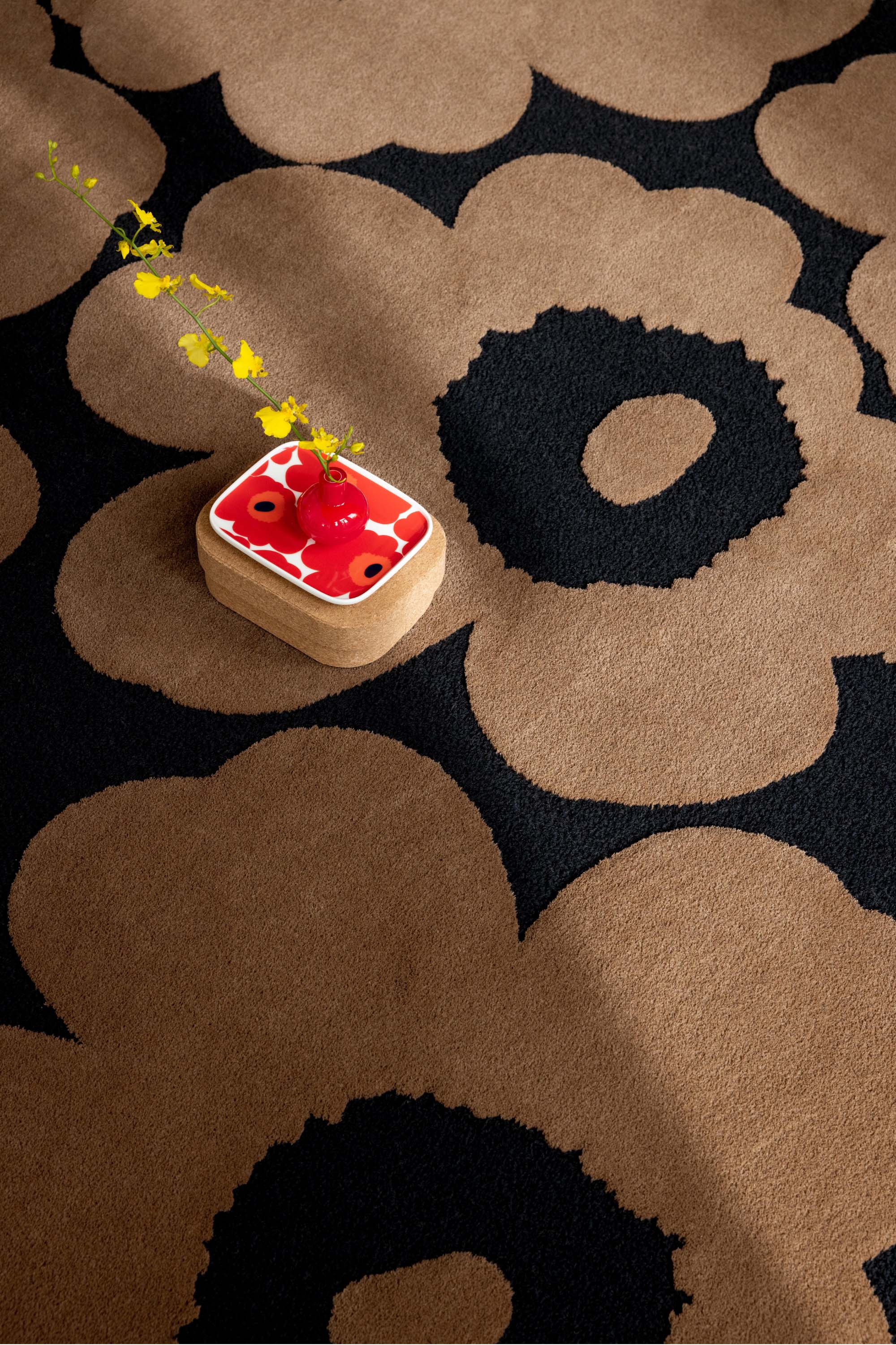 Brown patterned floral rug