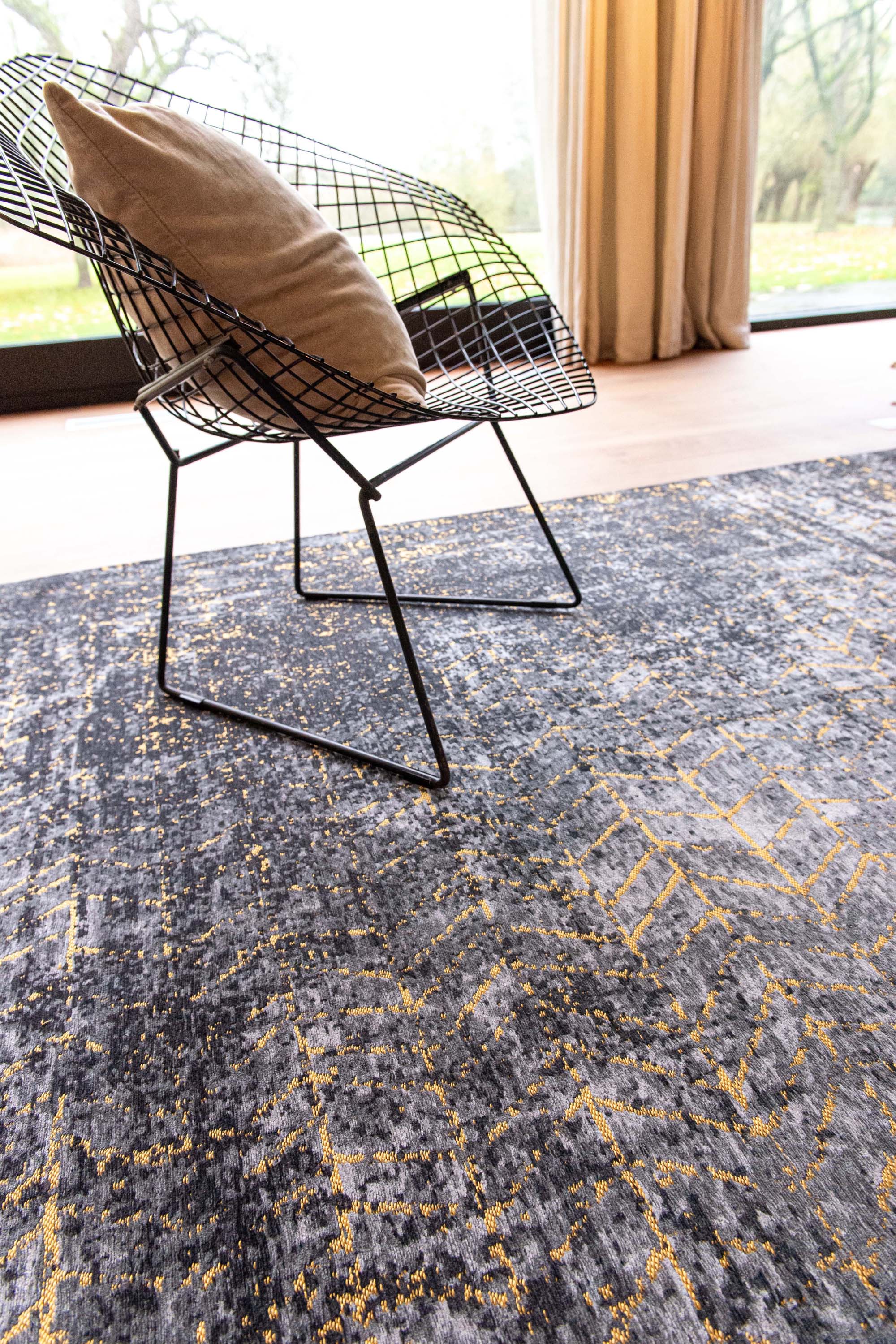 grey and gold abstract rug