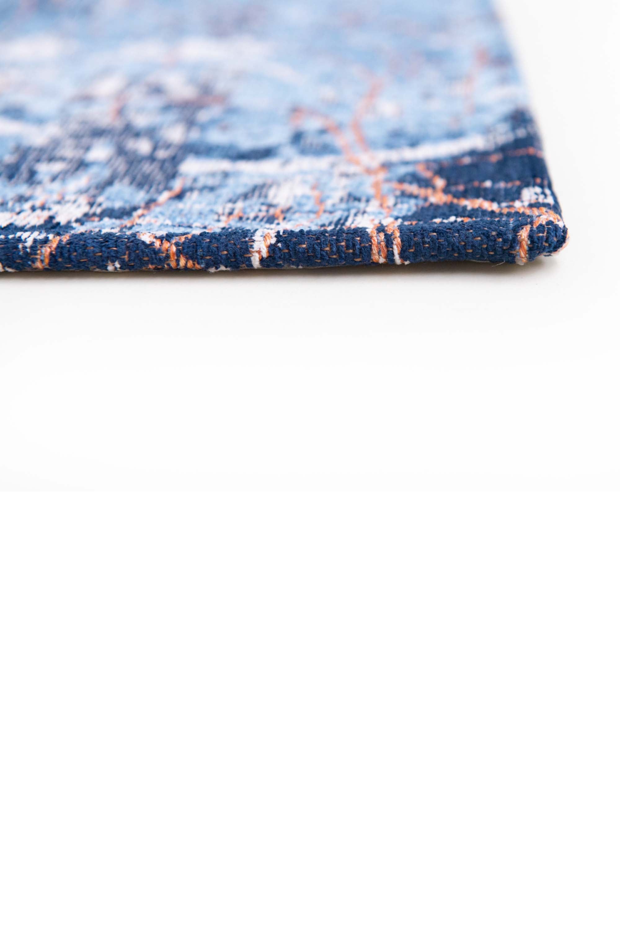 Blue abstract rug with a pattern inspired by the map of Tokyo