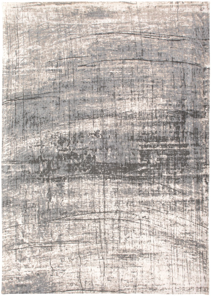 White flatweave rug with grey abstract pattern