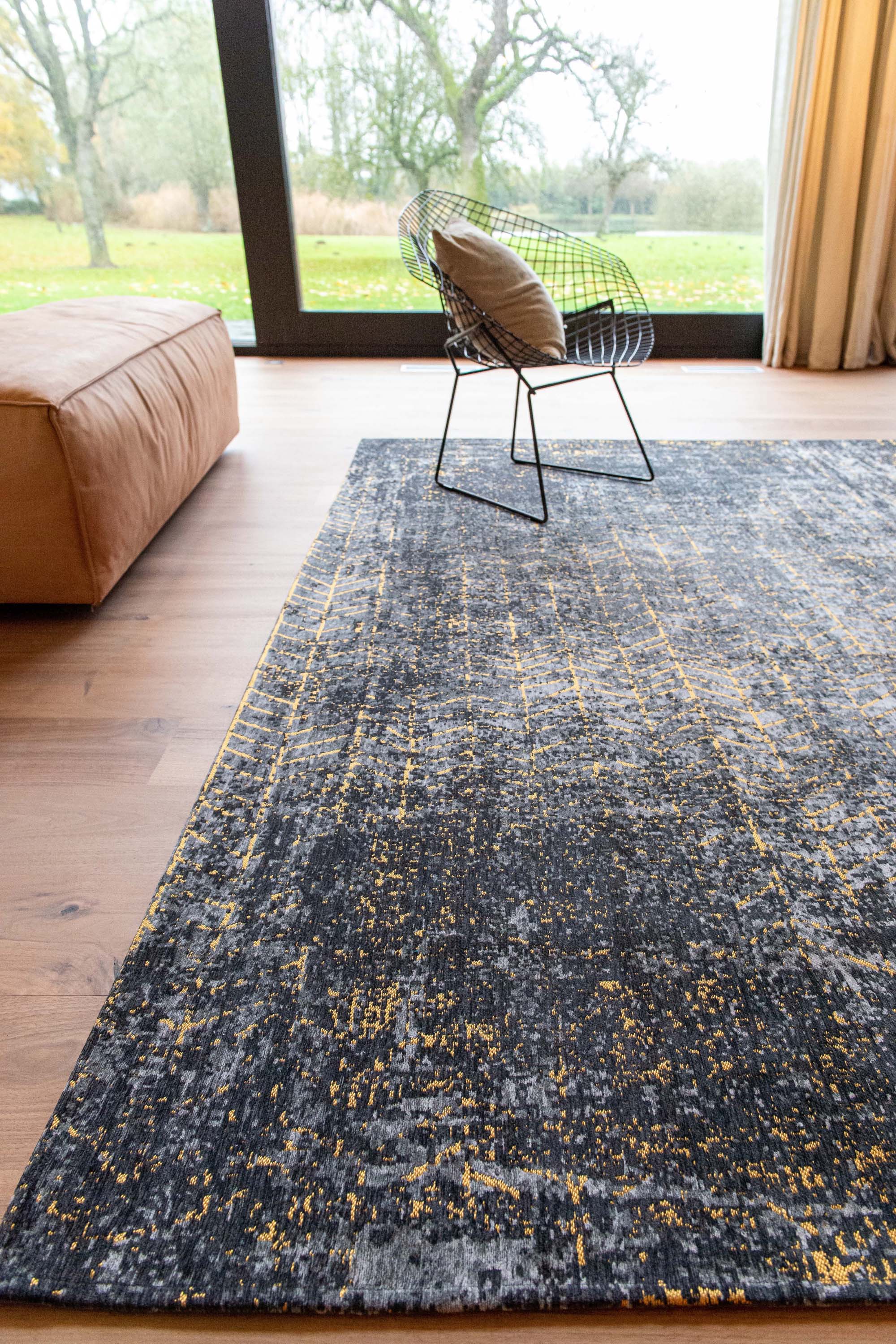 grey and gold abstract rug