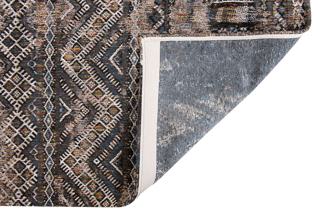 brown rug with a moroccan geometric pattern