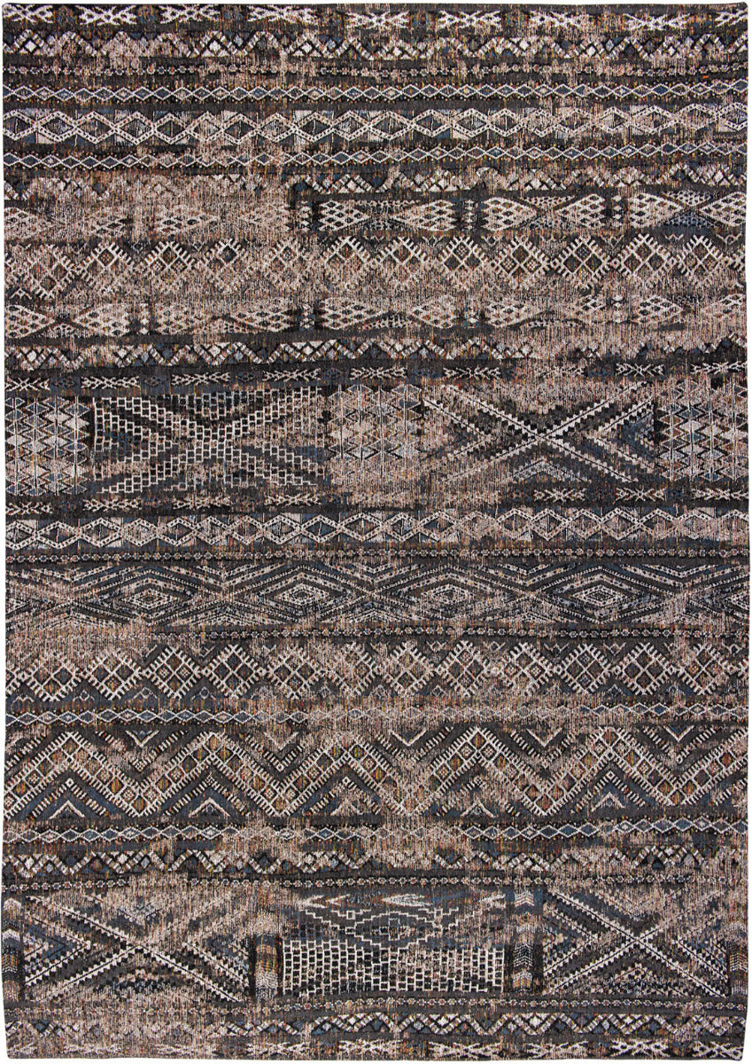brown rug with a moroccan geometric pattern
