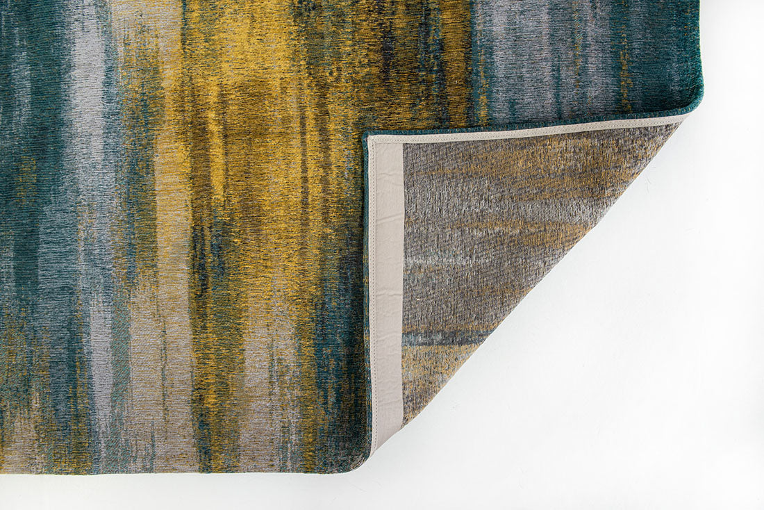 blue and yellow abstract rug
