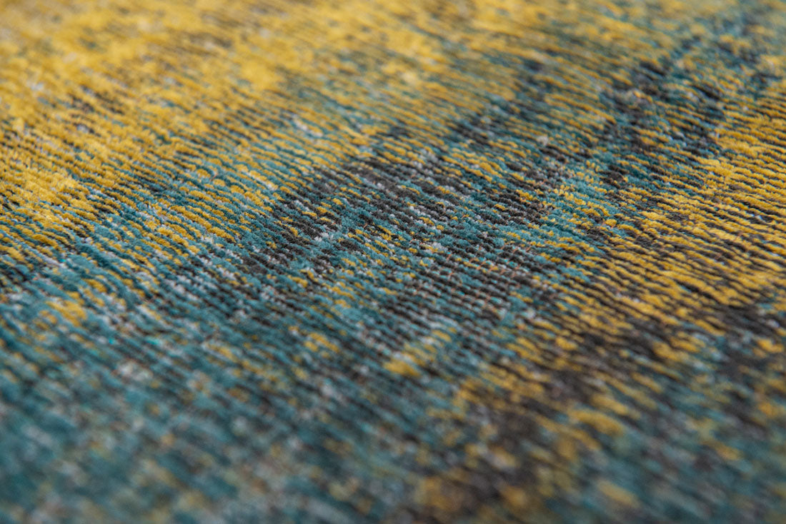 blue and yellow abstract rug