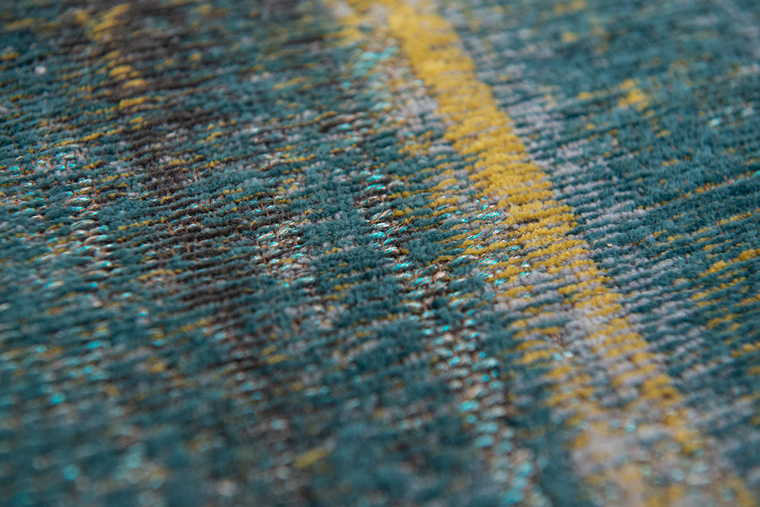 blue and yellow abstract rug