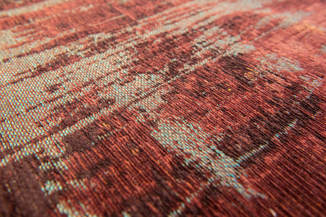 red, orange and blue abstract rug