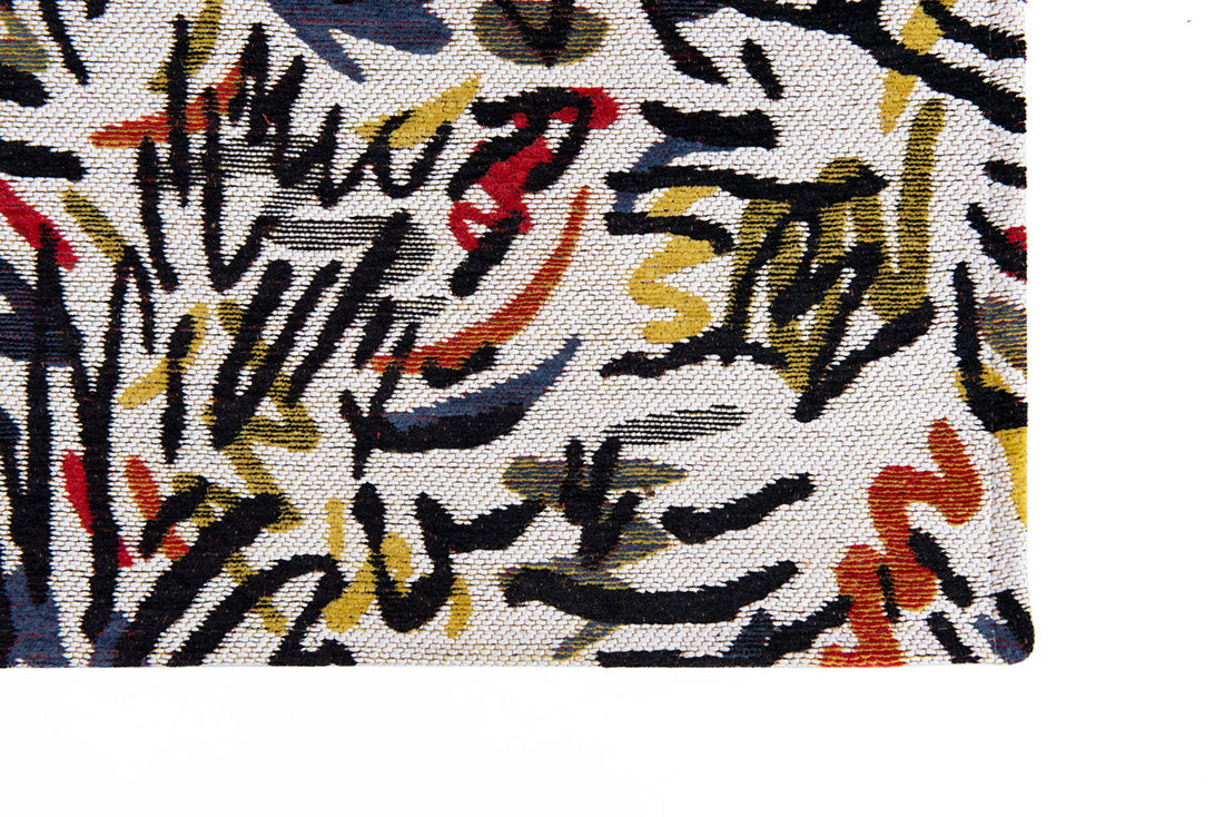 multicolour abstract rug with a squiggle design