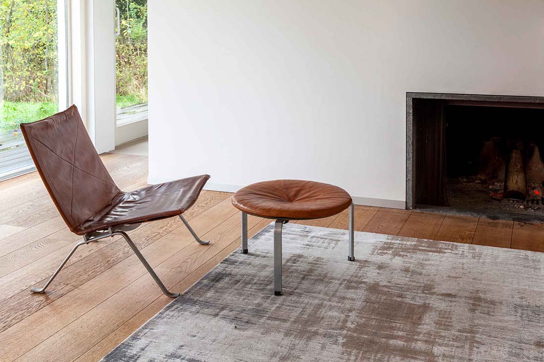 beige flatweave rug with modern abstract design