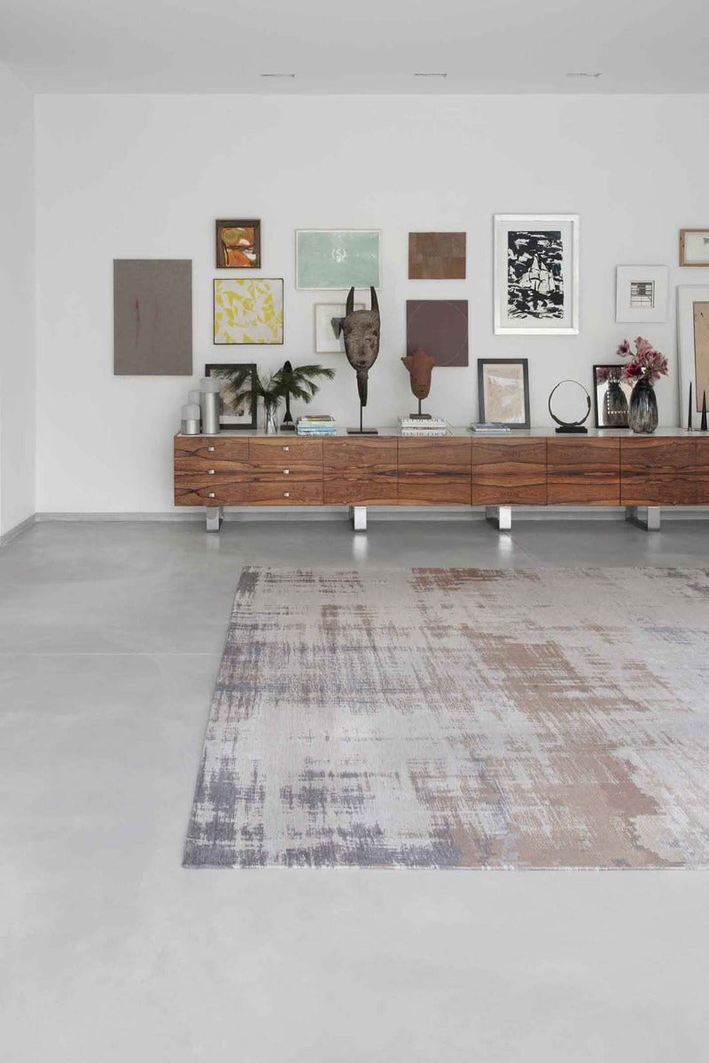 beige flatweave rug with modern abstract design