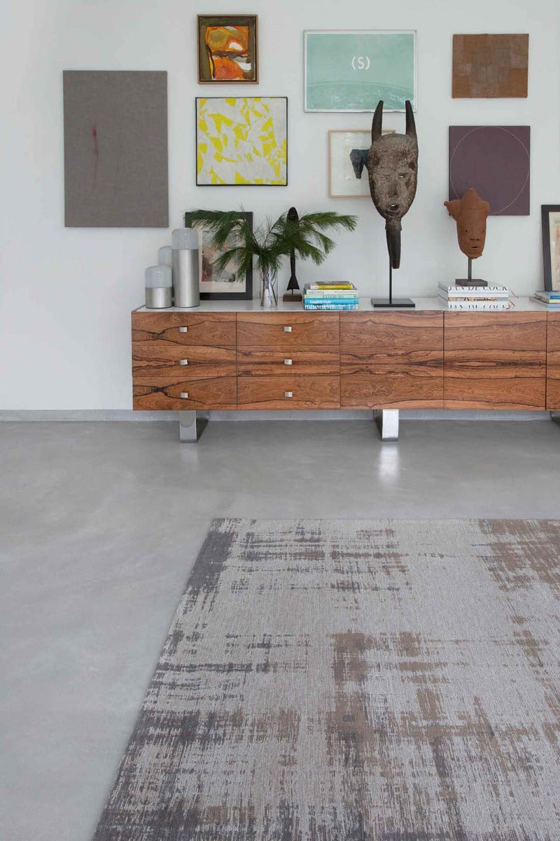 beige flatweave rug with modern abstract design