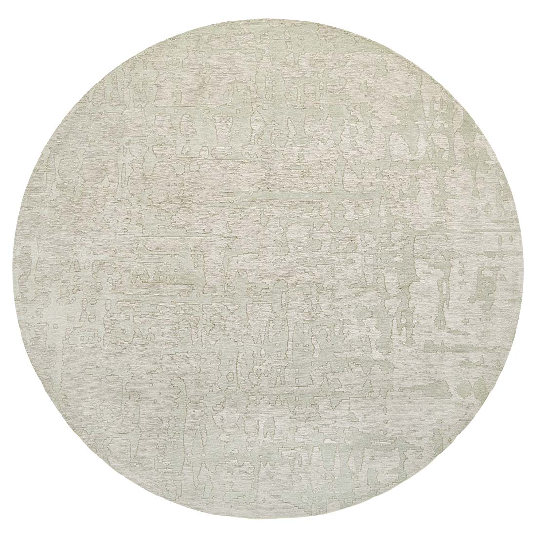 beige flatweave circle rug with subtle, organic pattern
