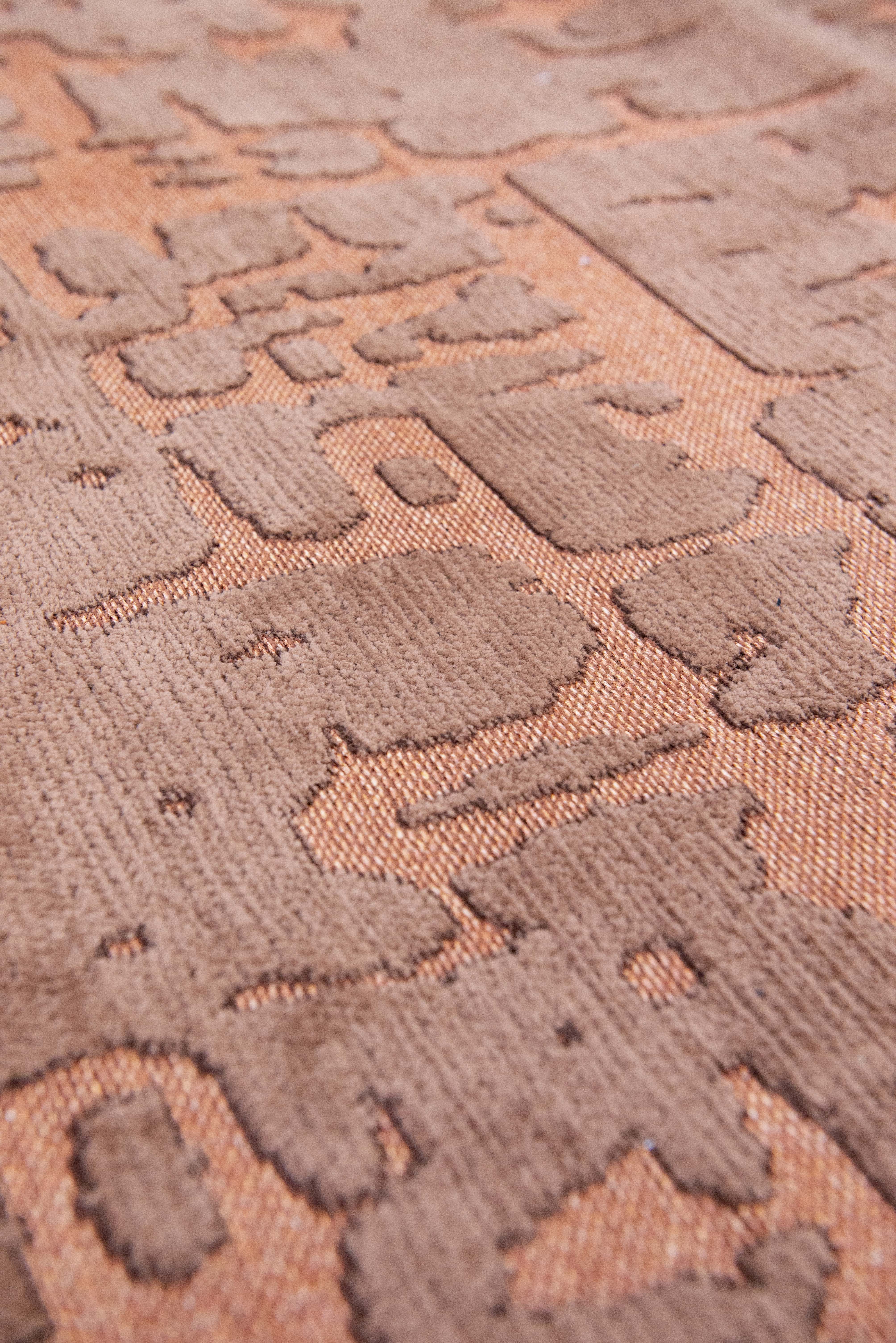 Copper flatweave runner area rug with subtle, organic pattern