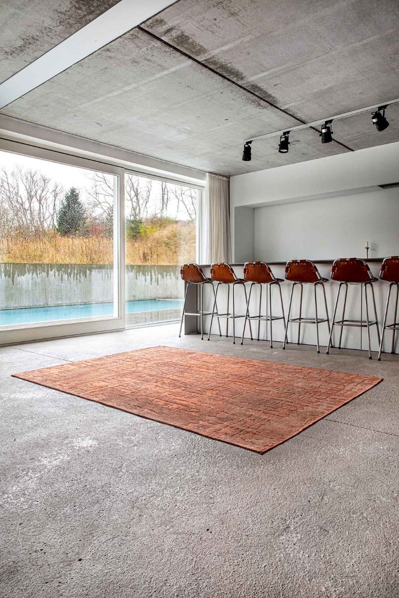 copper flatweave area rug with subtle