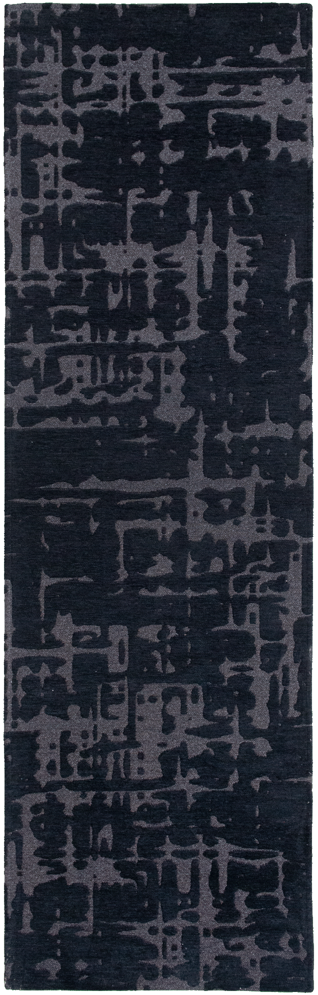 Black flatweave area runner rug with subtle, organic pattern