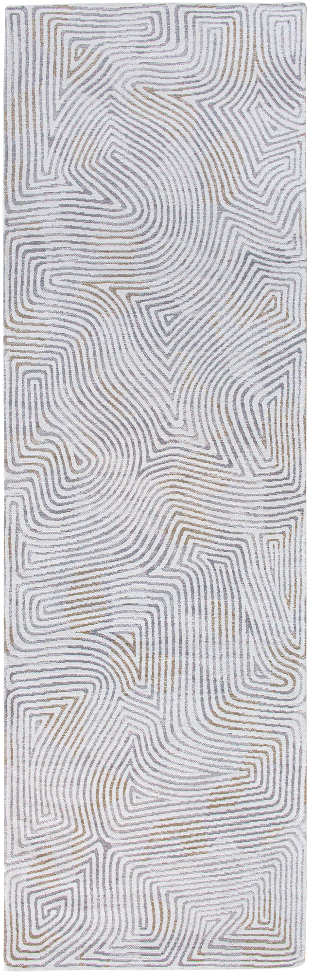 Cream flatweave runner area rug with organic, textured pattern