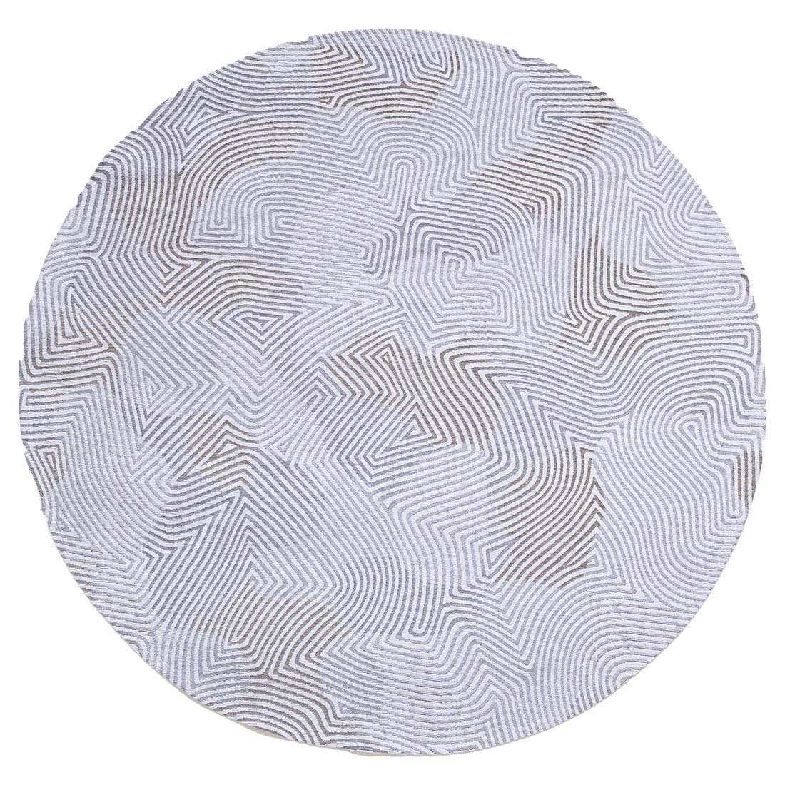 cream flatweave circle rug with organic, textured pattern