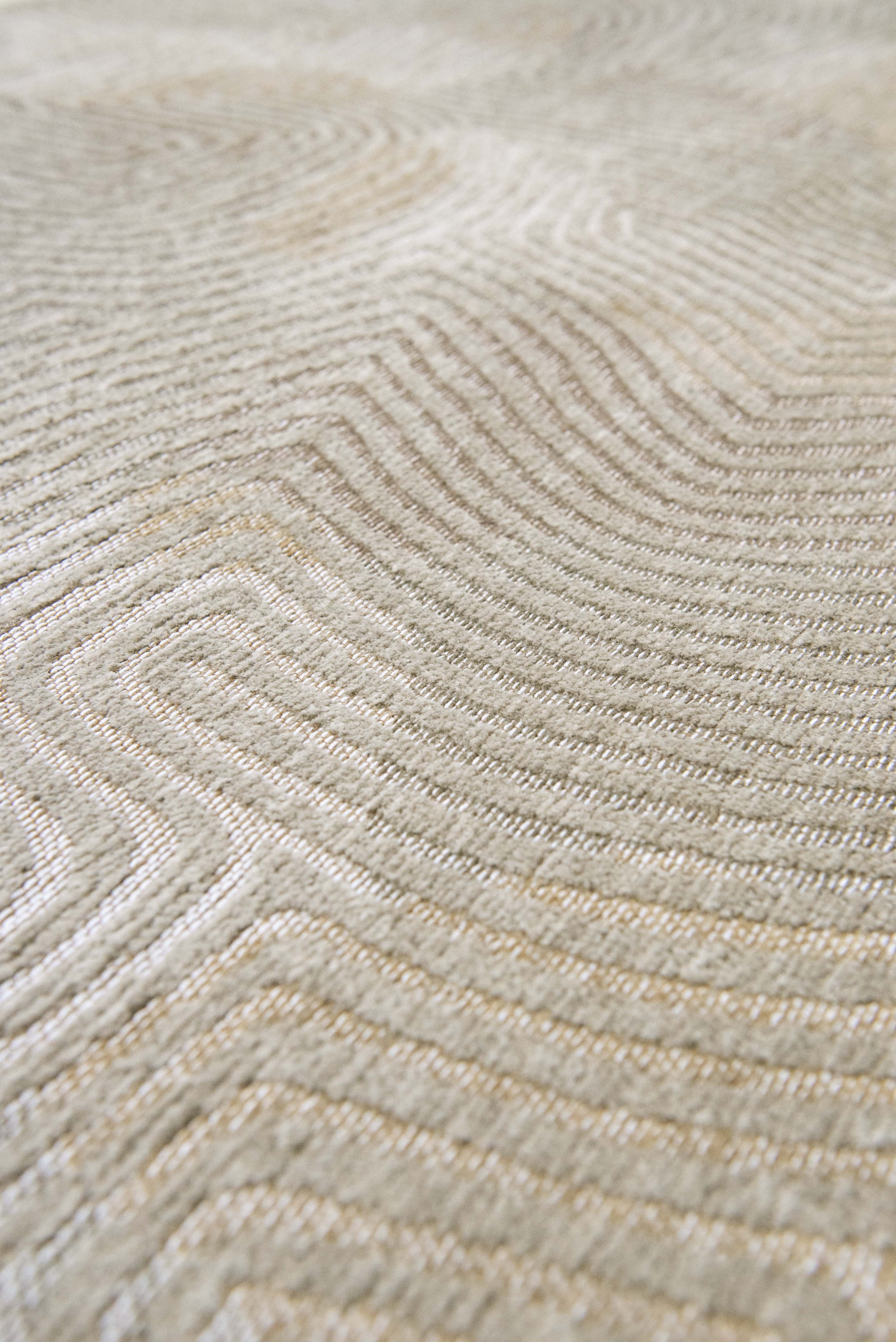 Beige flatweave runner area rug with organic, textured pattern