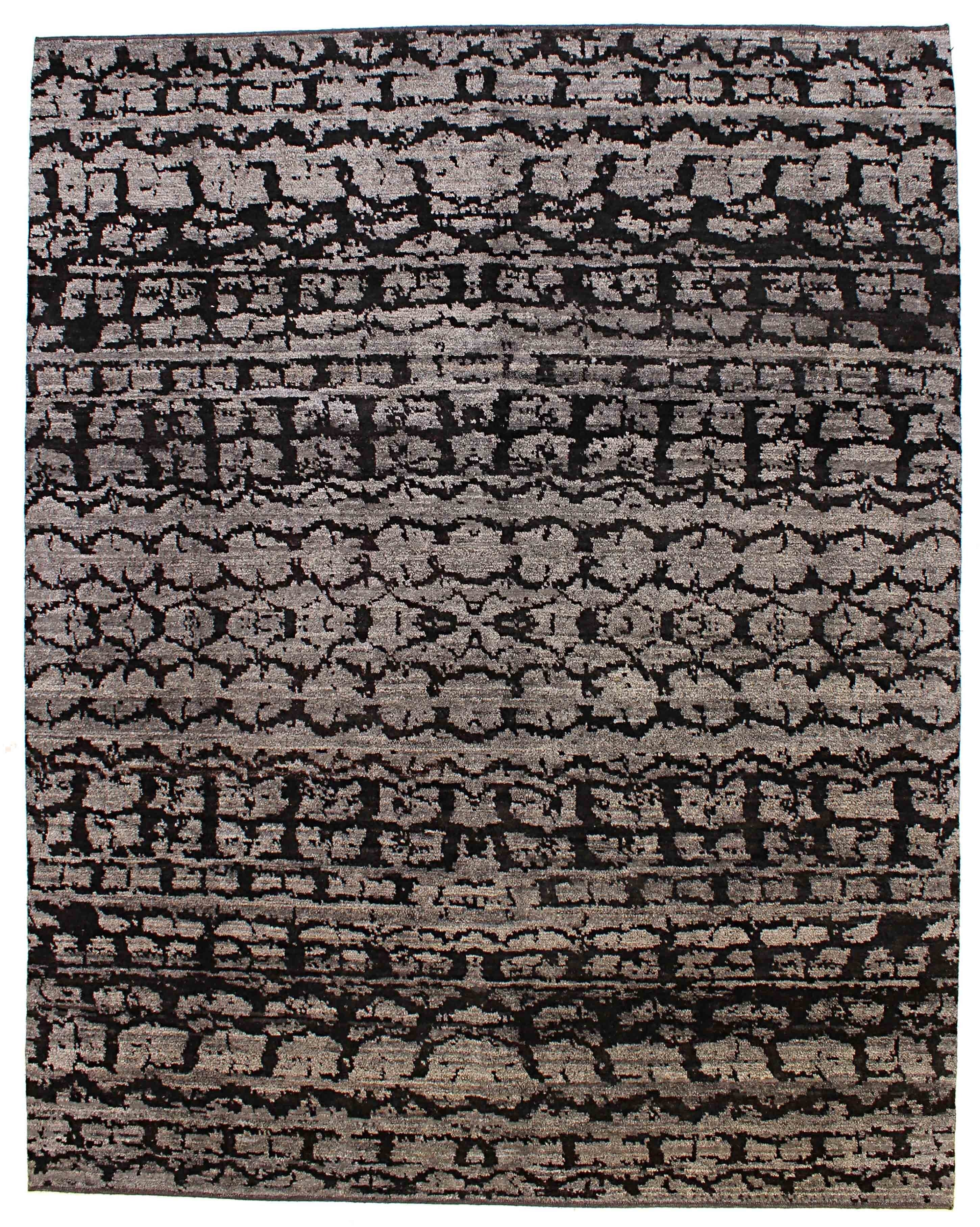 Large grey and black abstract rug