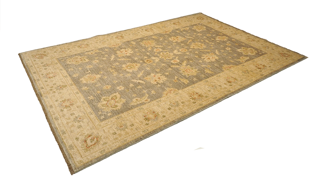 Authentic oriental rug with delicate floral pattern in beige