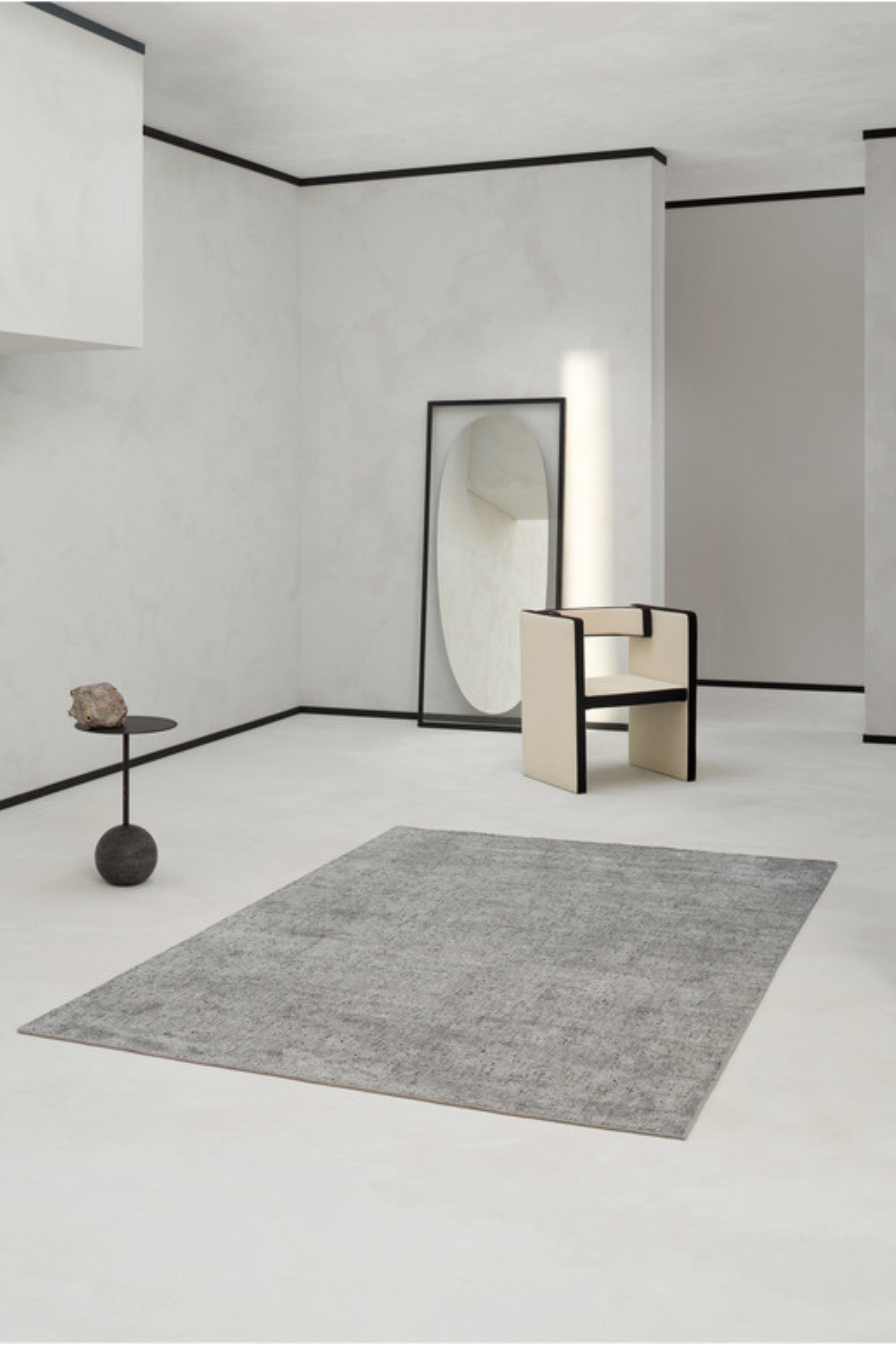 Plain silver wool/viscose rug