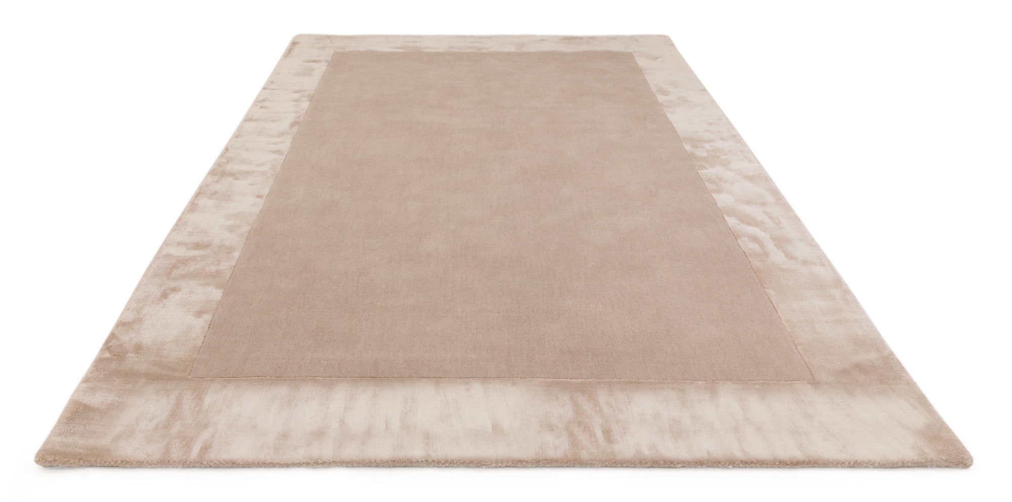 Beige wool and viscose rug with a border design