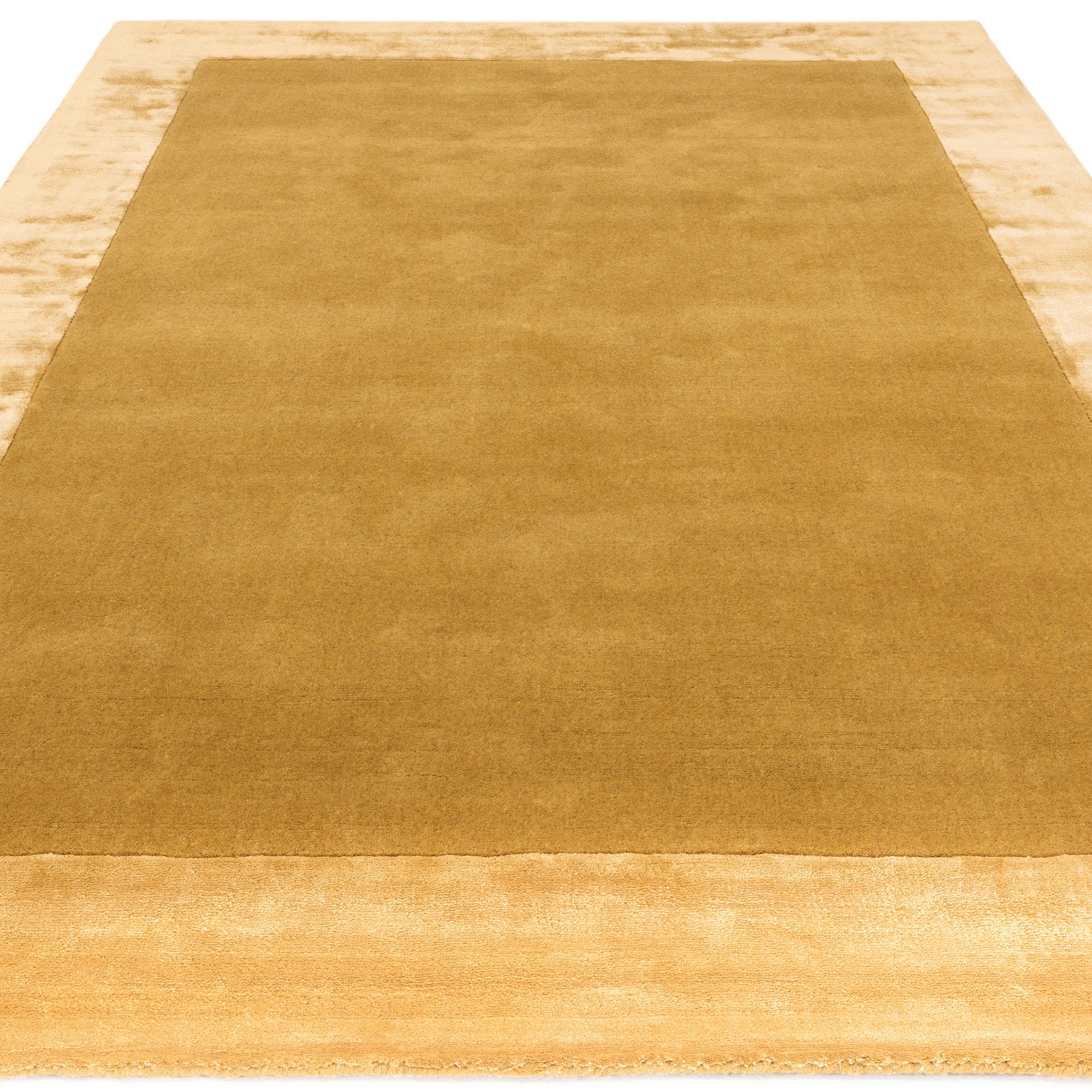 Gold wool and viscose rug with a border design