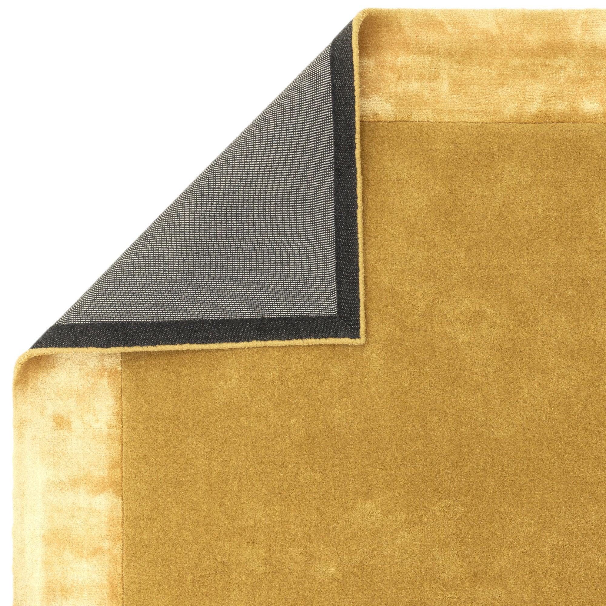 Gold wool and viscose rug with a border design