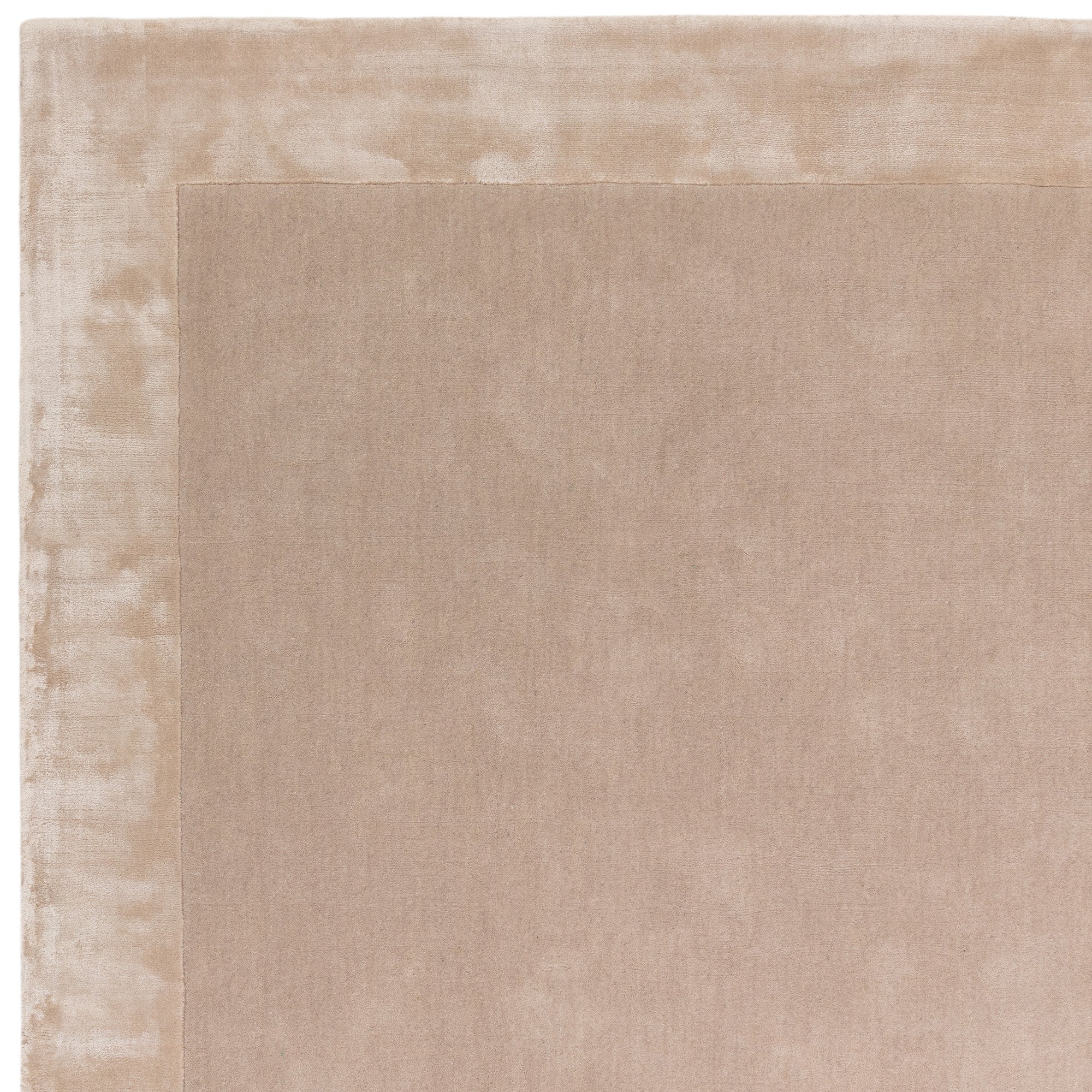 Beige wool and viscose rug with a border design