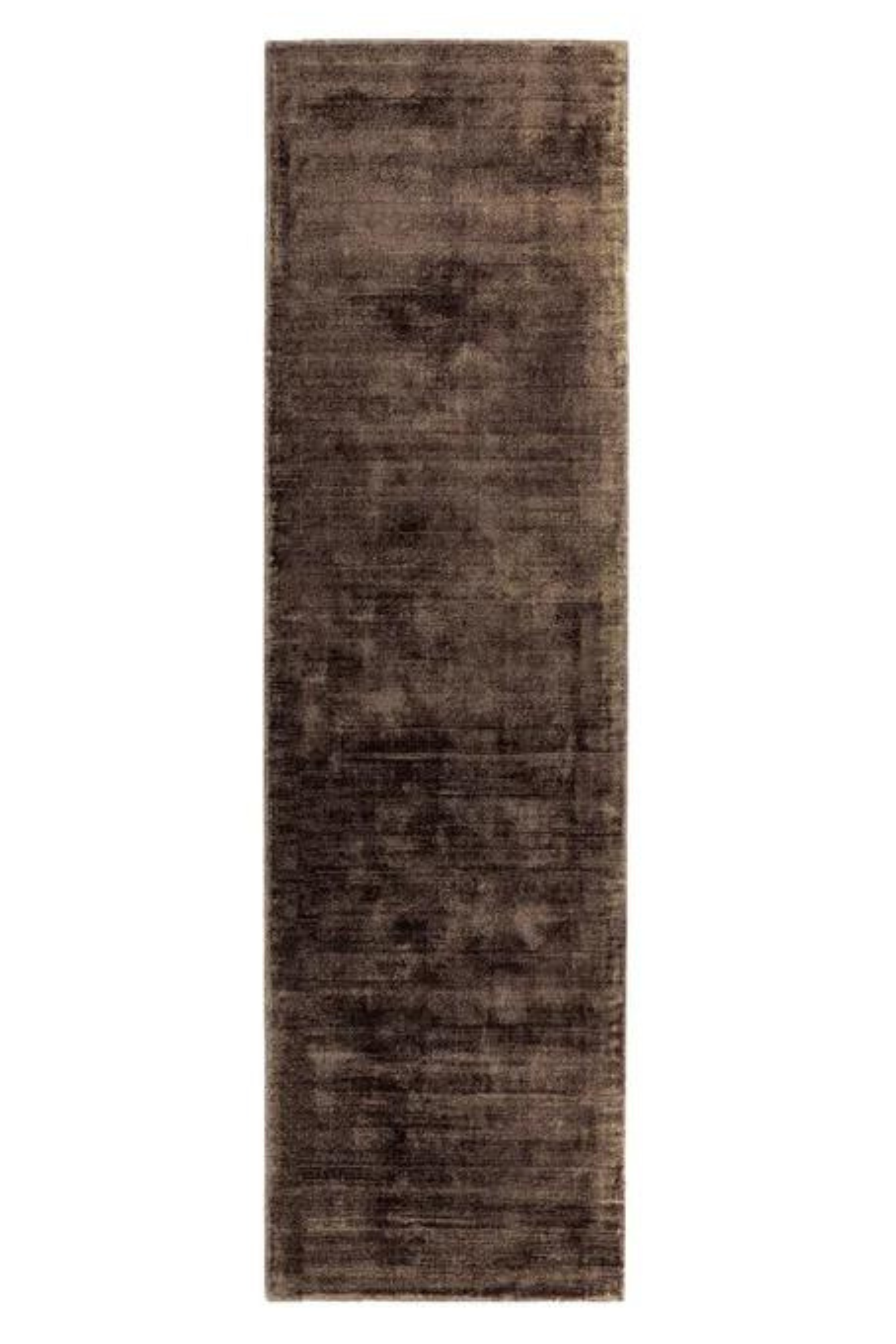 Plain Viscose Brown Runner Rug