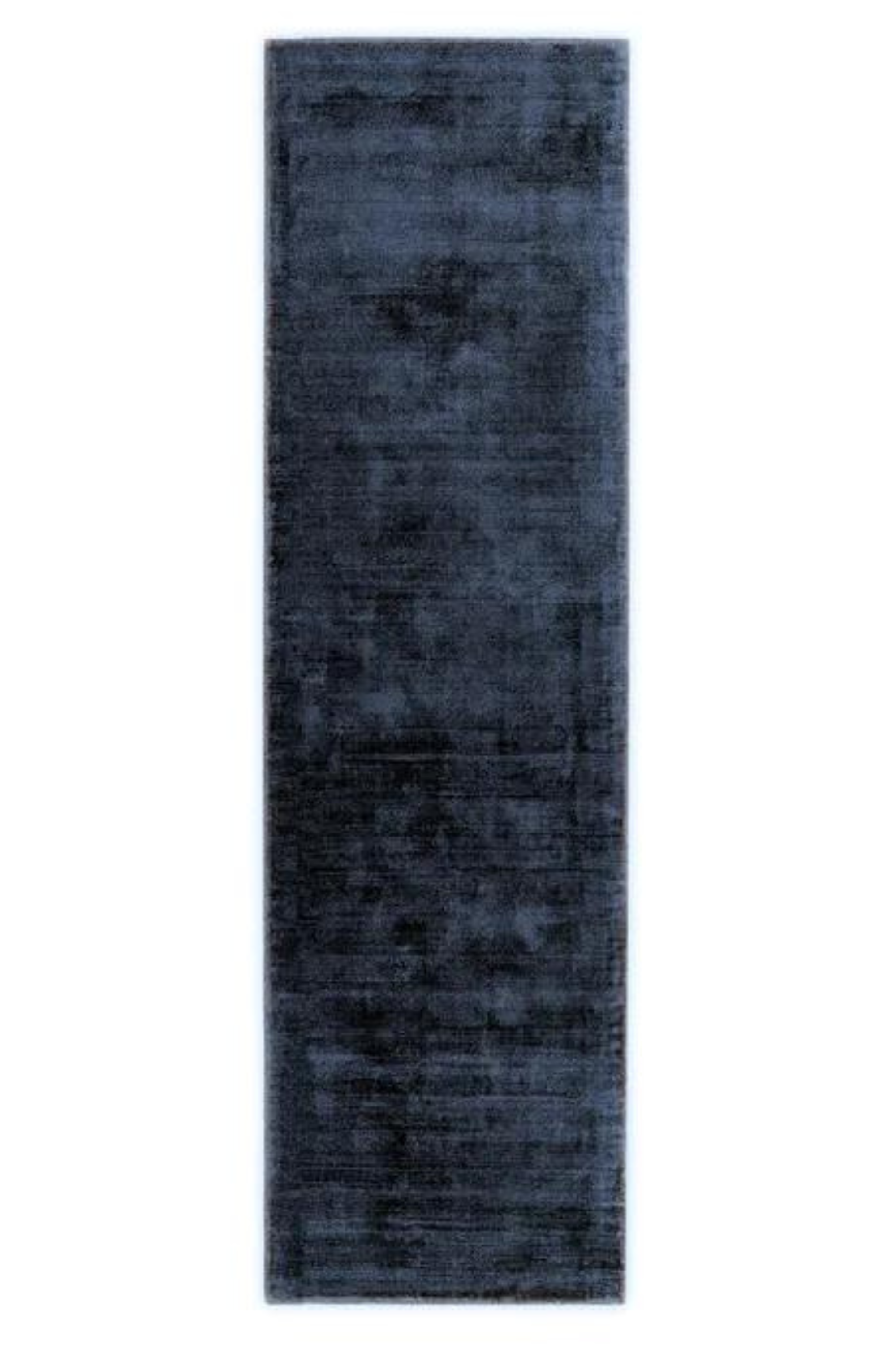 Plain Navy Viscose Runner Rug