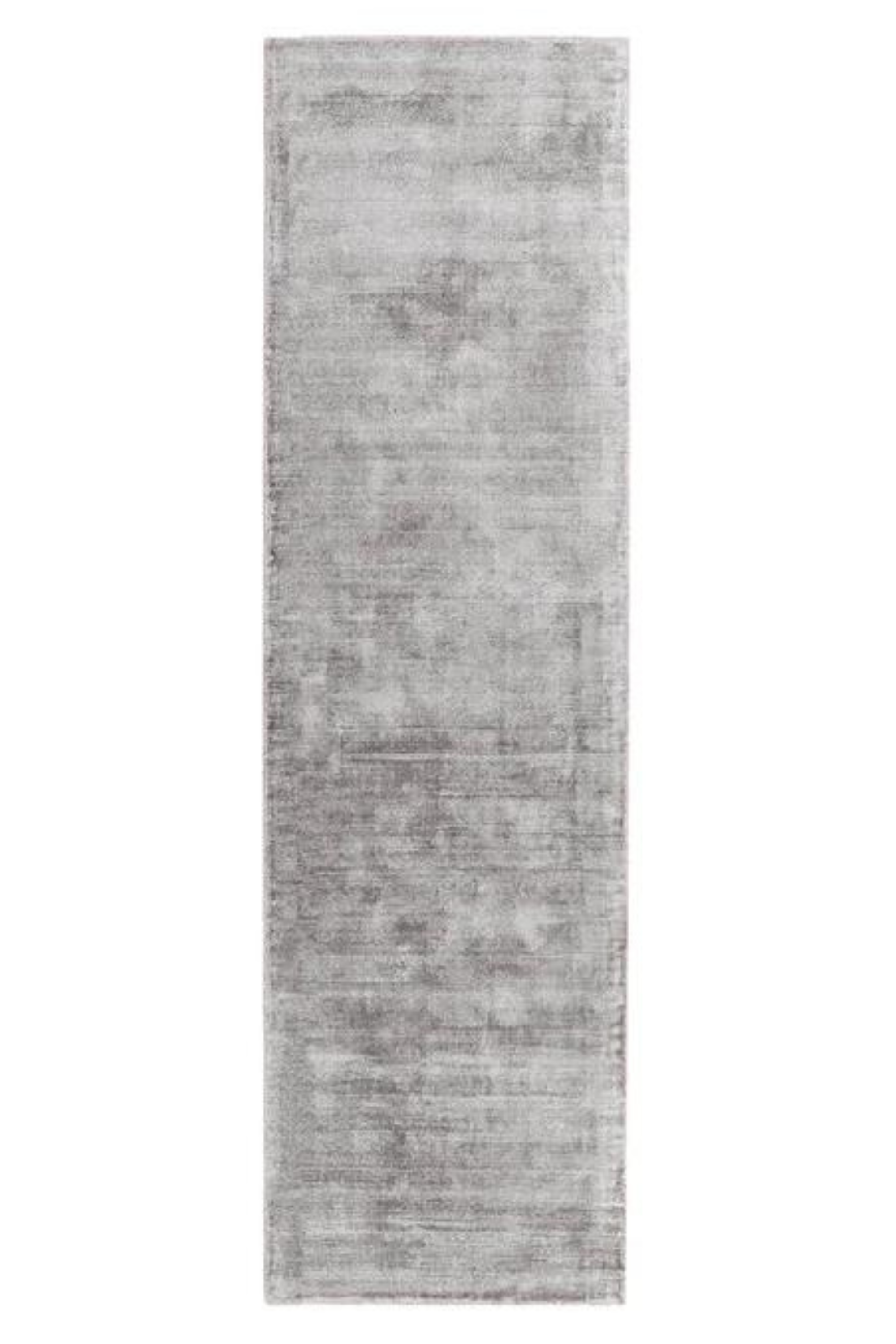 Plain Silver Viscose Runner Rug