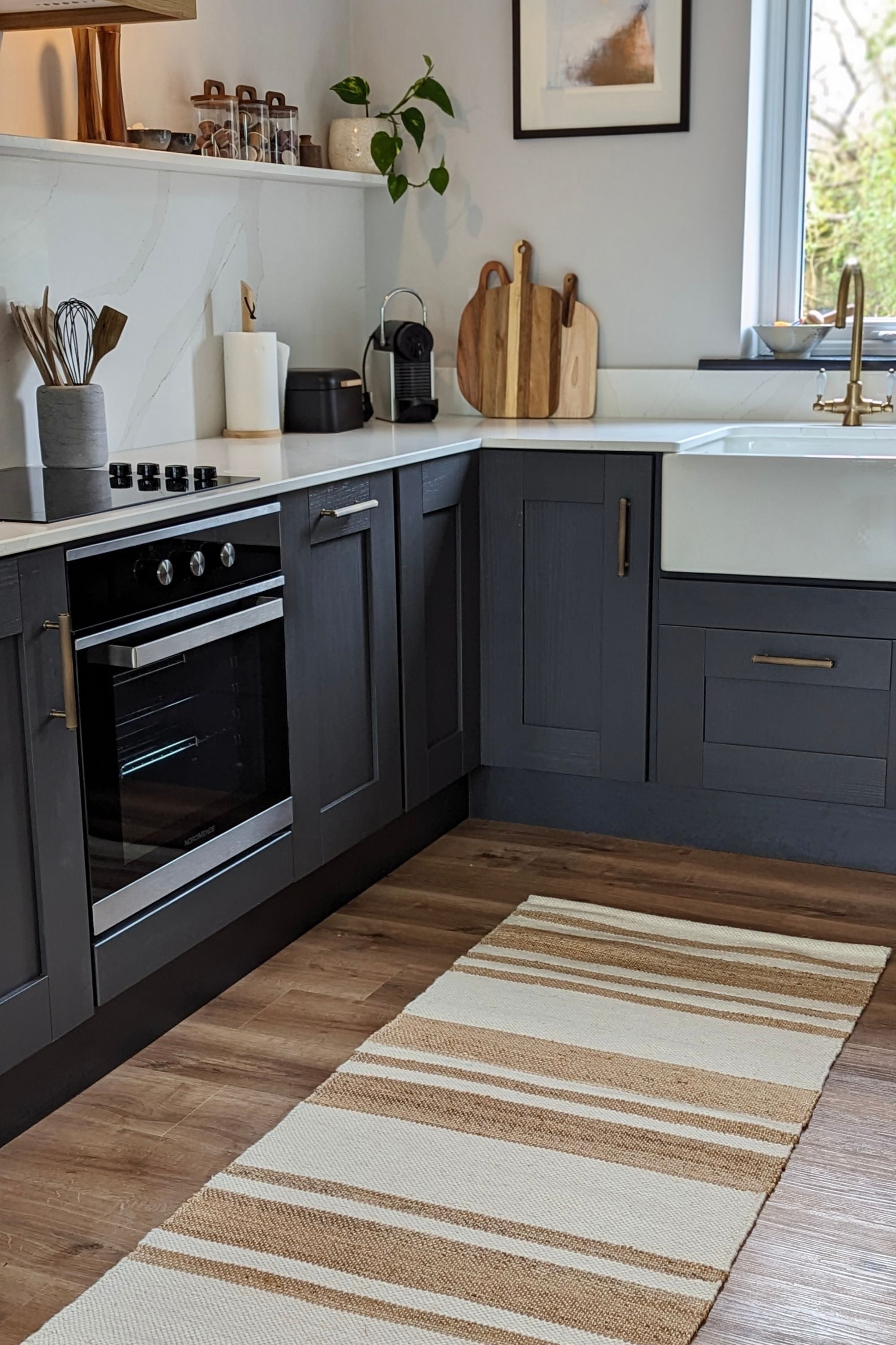 jute runner rug with white stripes