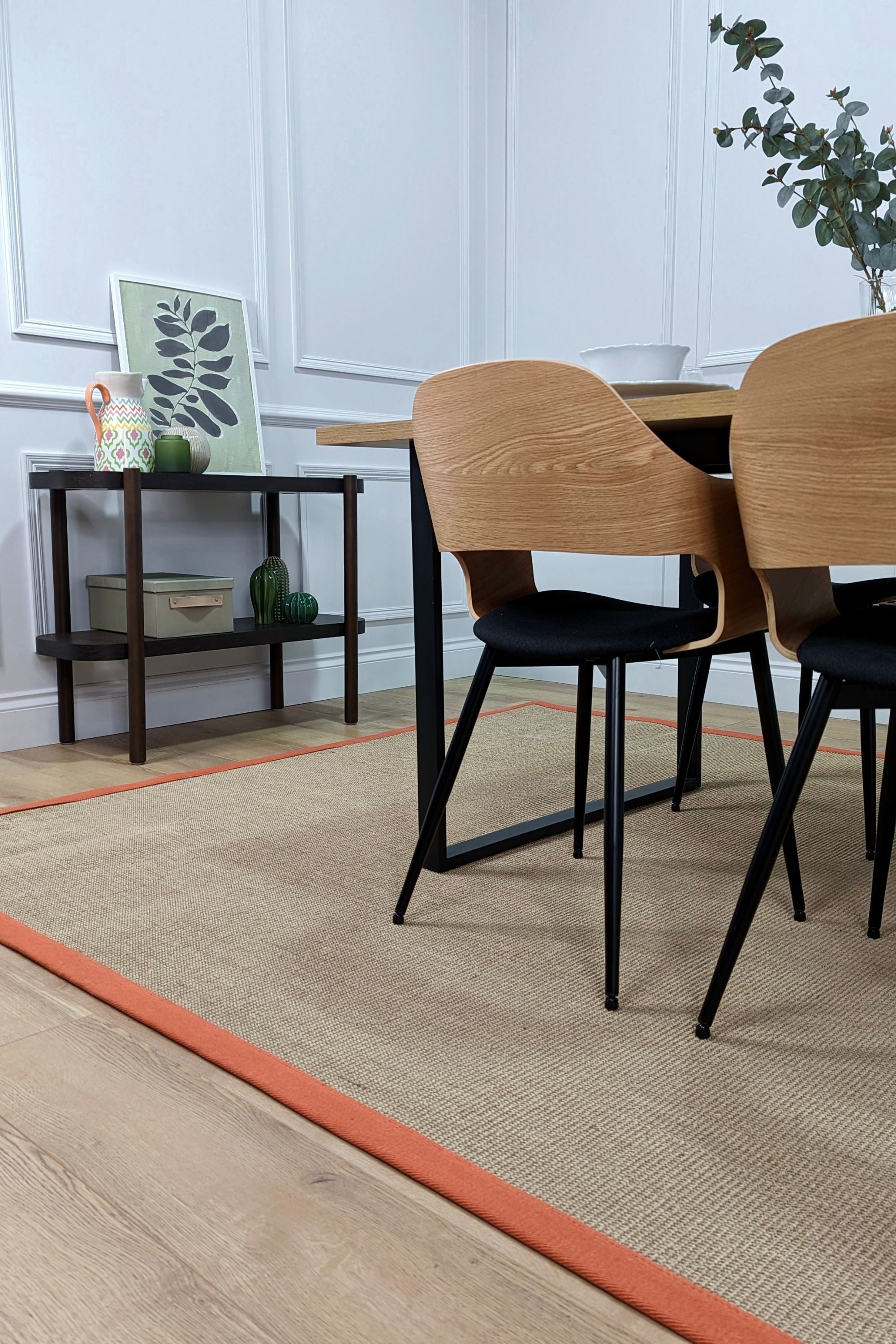 Sisal rug with orange linen border