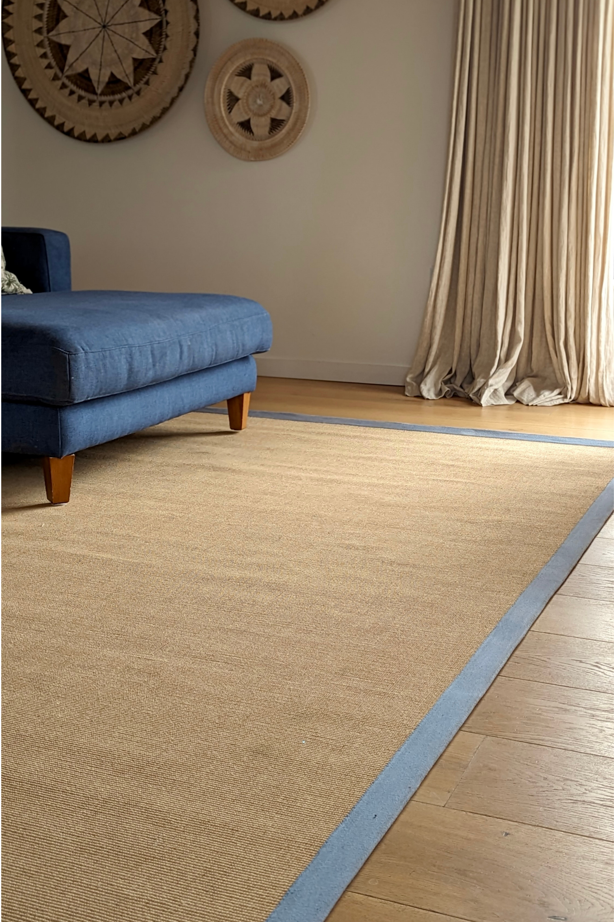 Sisal rug with grey linen border