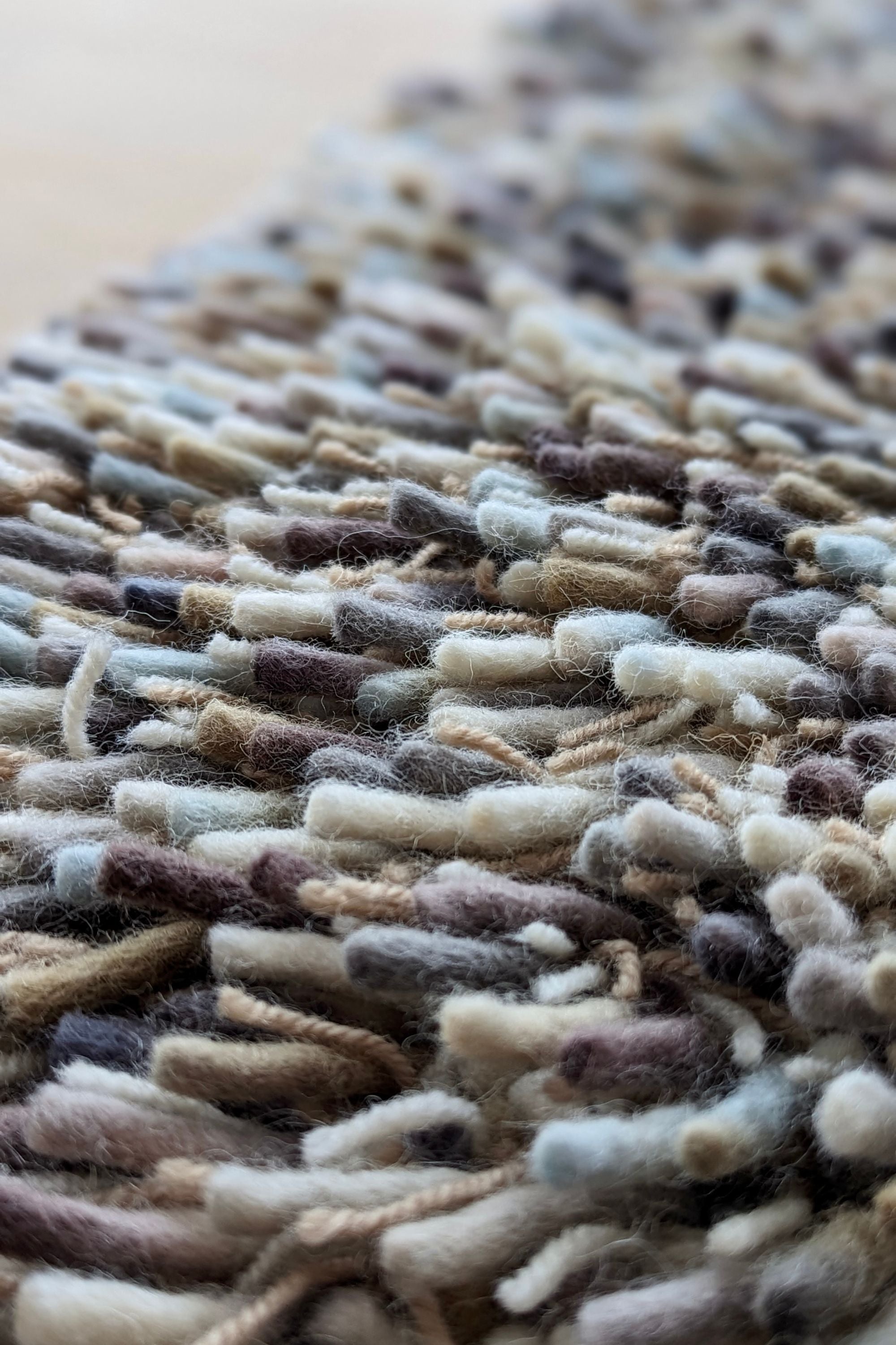 cream, grey and duck egg blue shagpile area rug