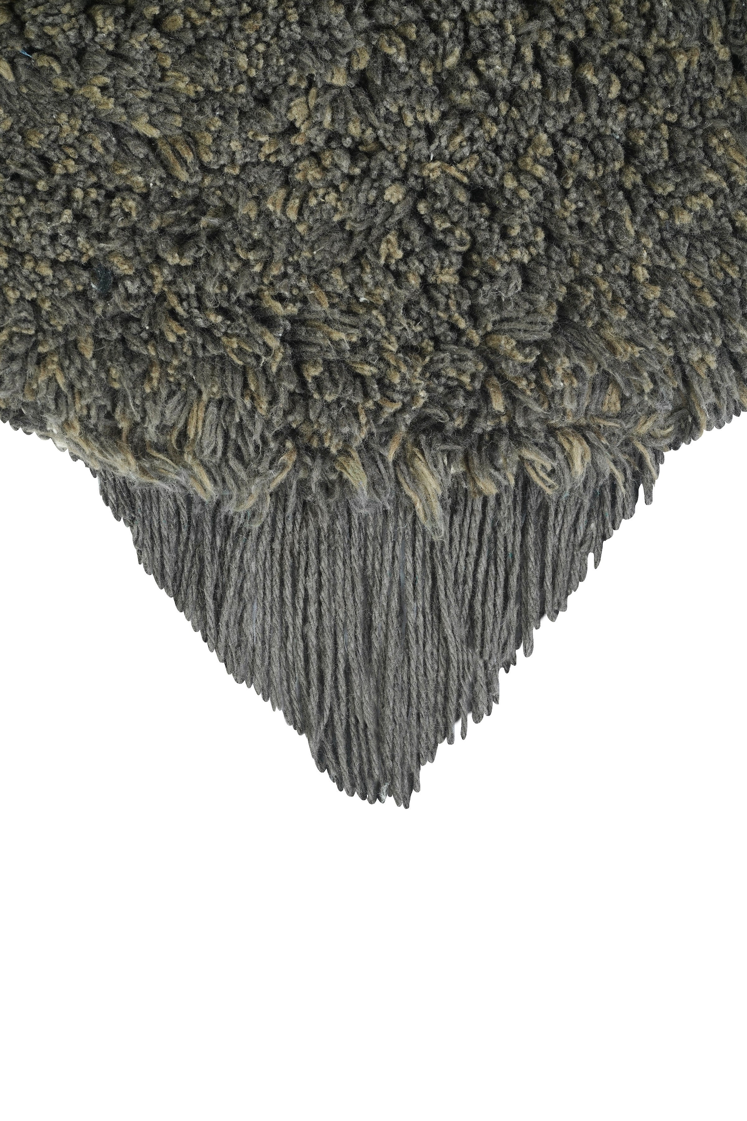 Bee-shaped rug with shades of gold, orange, brown, cream, and beige