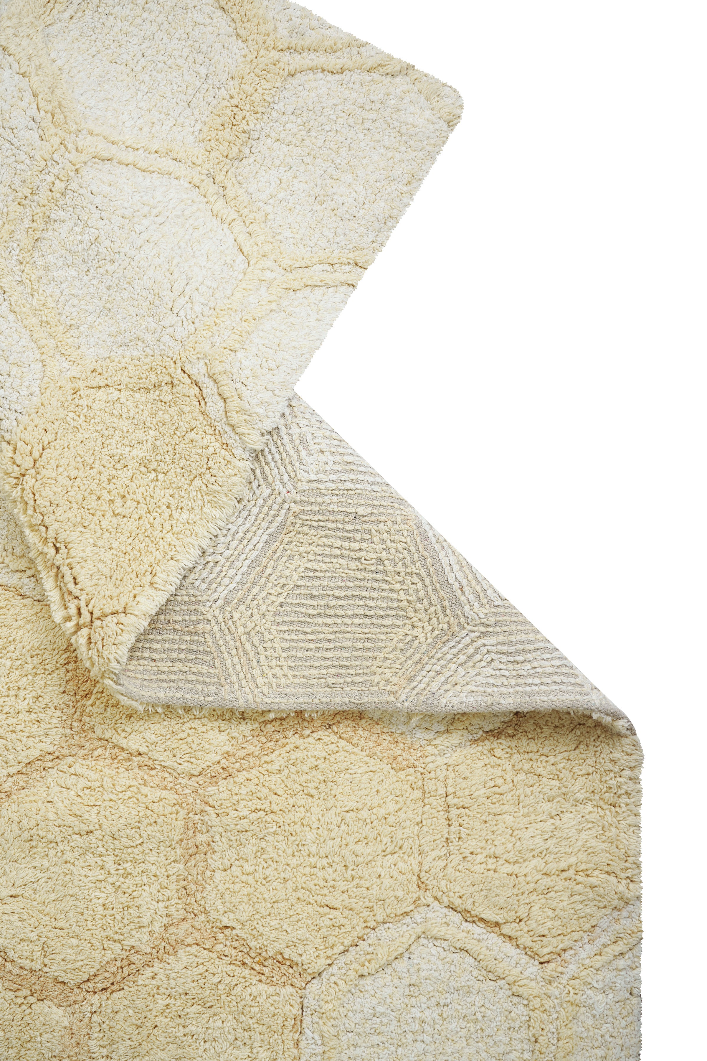 Rectangle gold rug with honeycomb pattern
