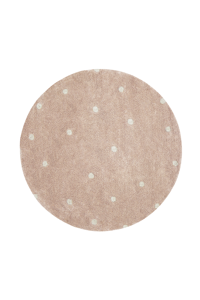 Washable Rug Round Dot Rose