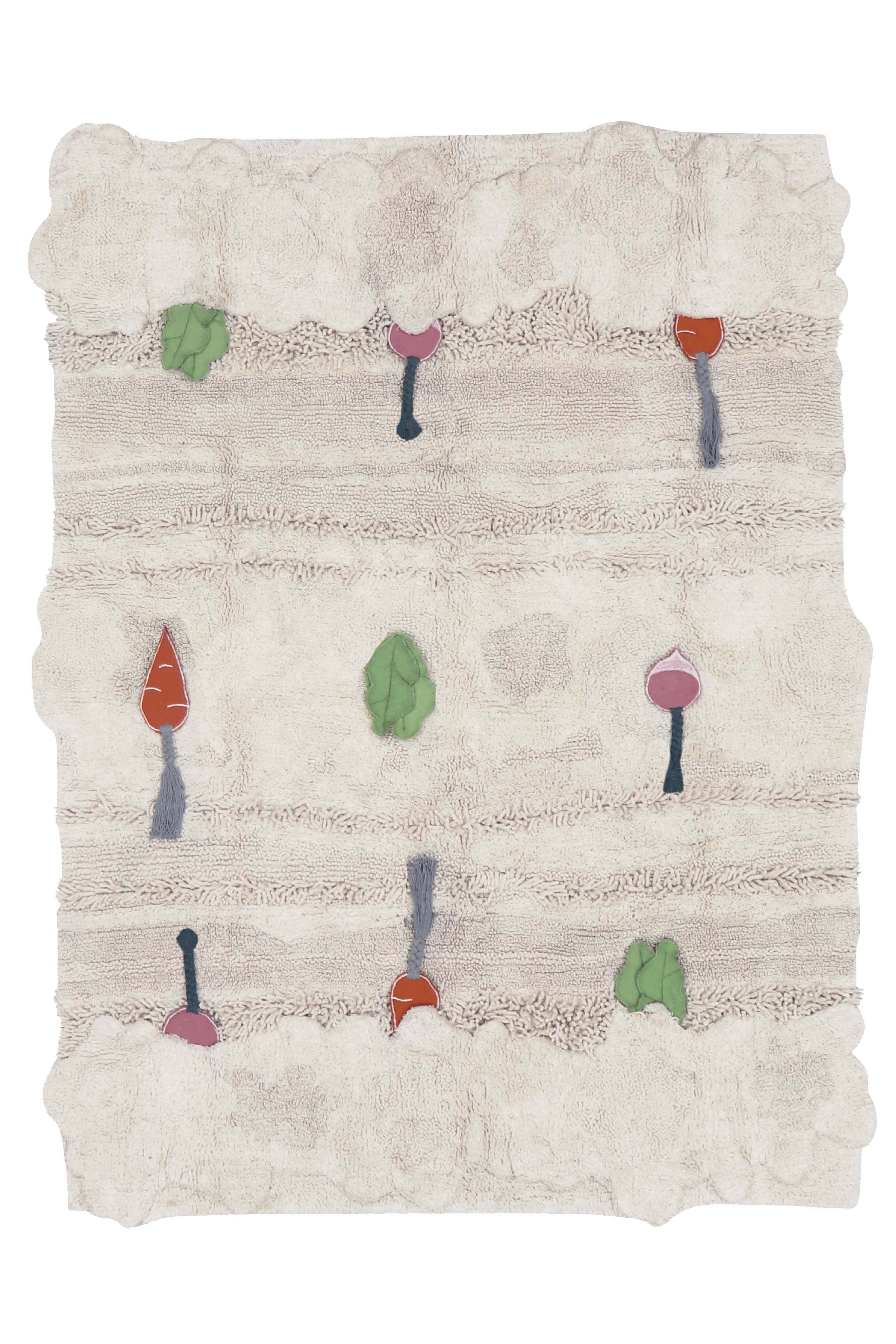 Green garden inspired rug with added vegetable toys