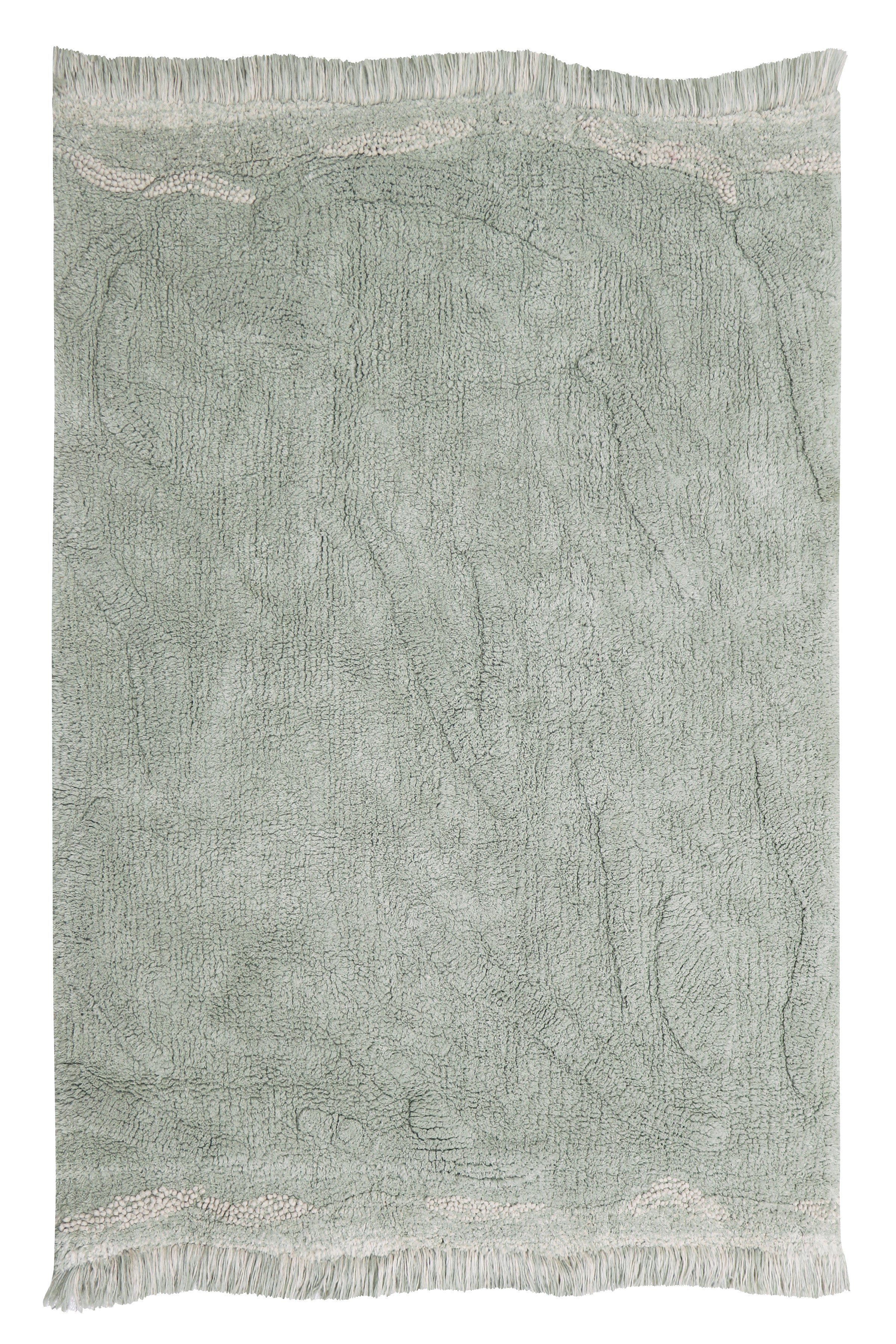 Green plain ocean waves inspired rug with added toys