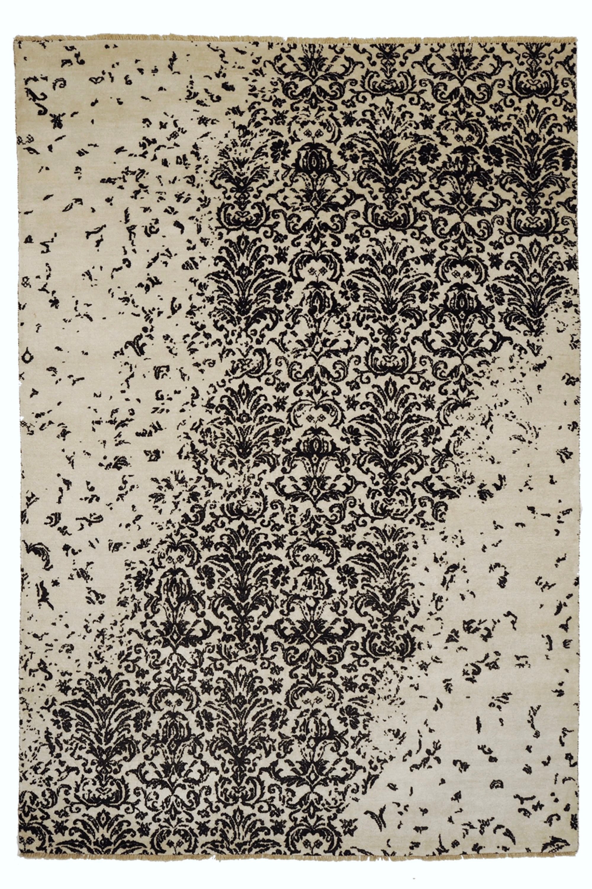 Authentic oriental rug with a damask pattern in brown