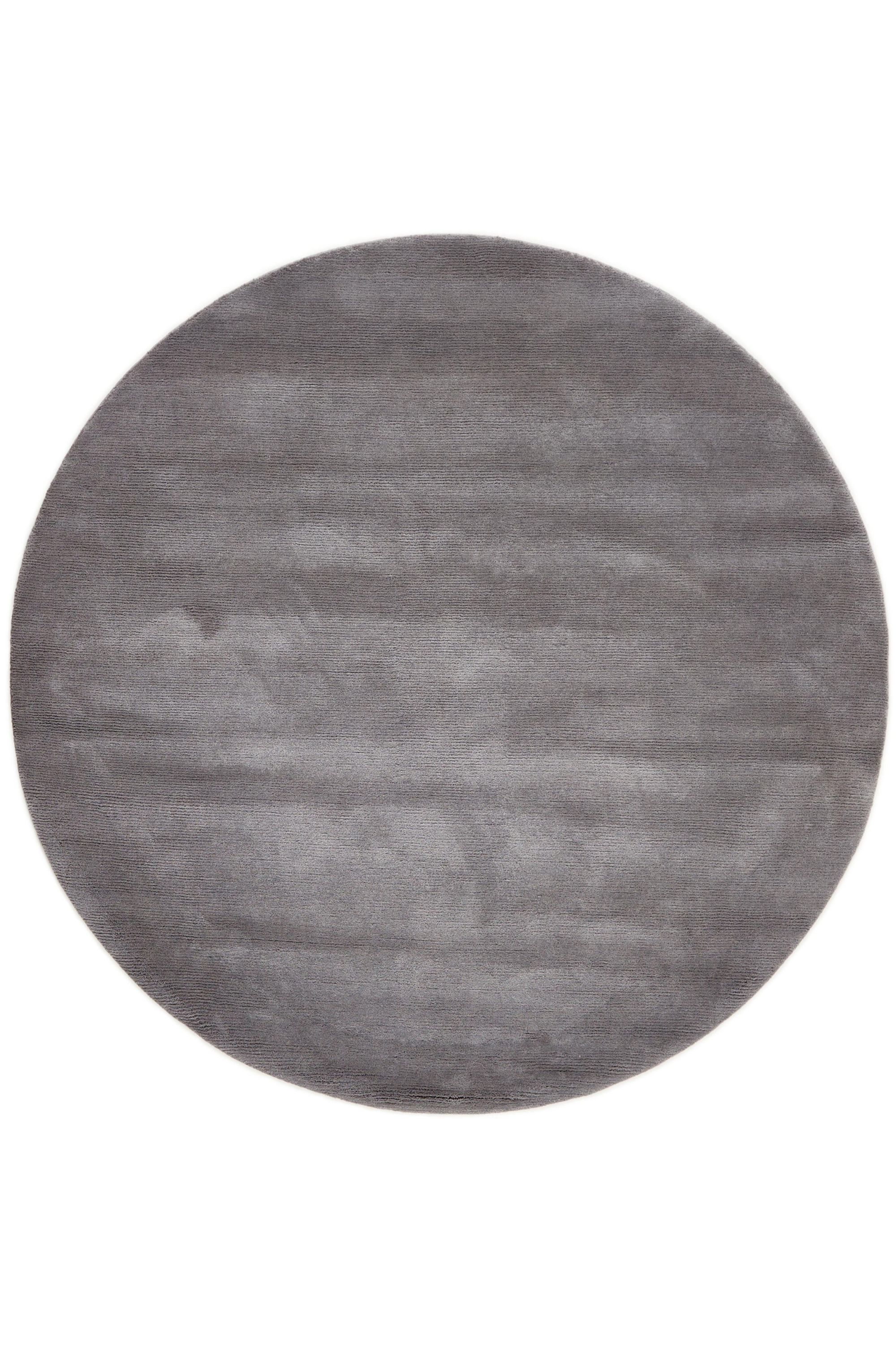 Luxury plain modern round grey rug