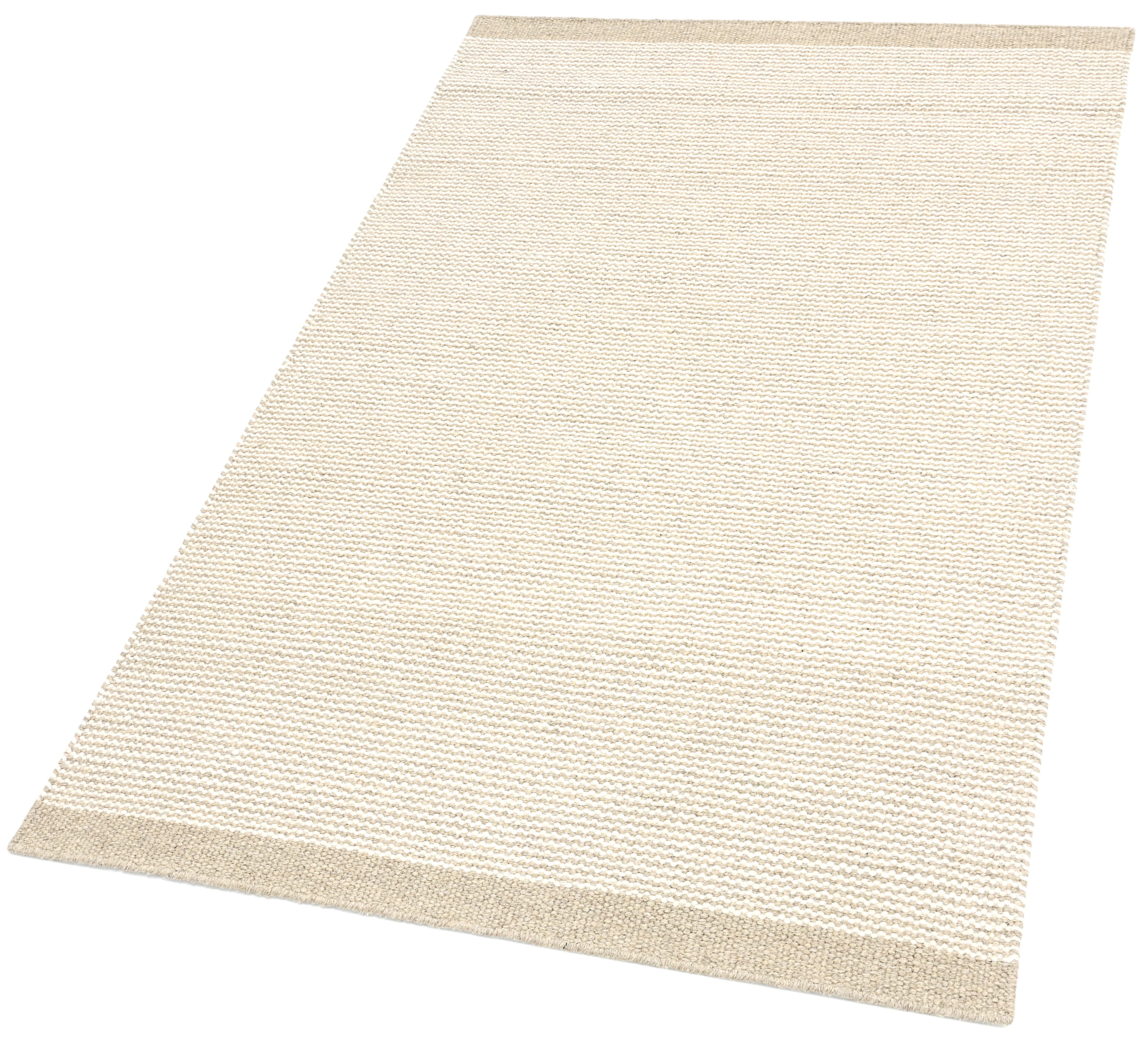 Beige & White Wool & Cotton Rug