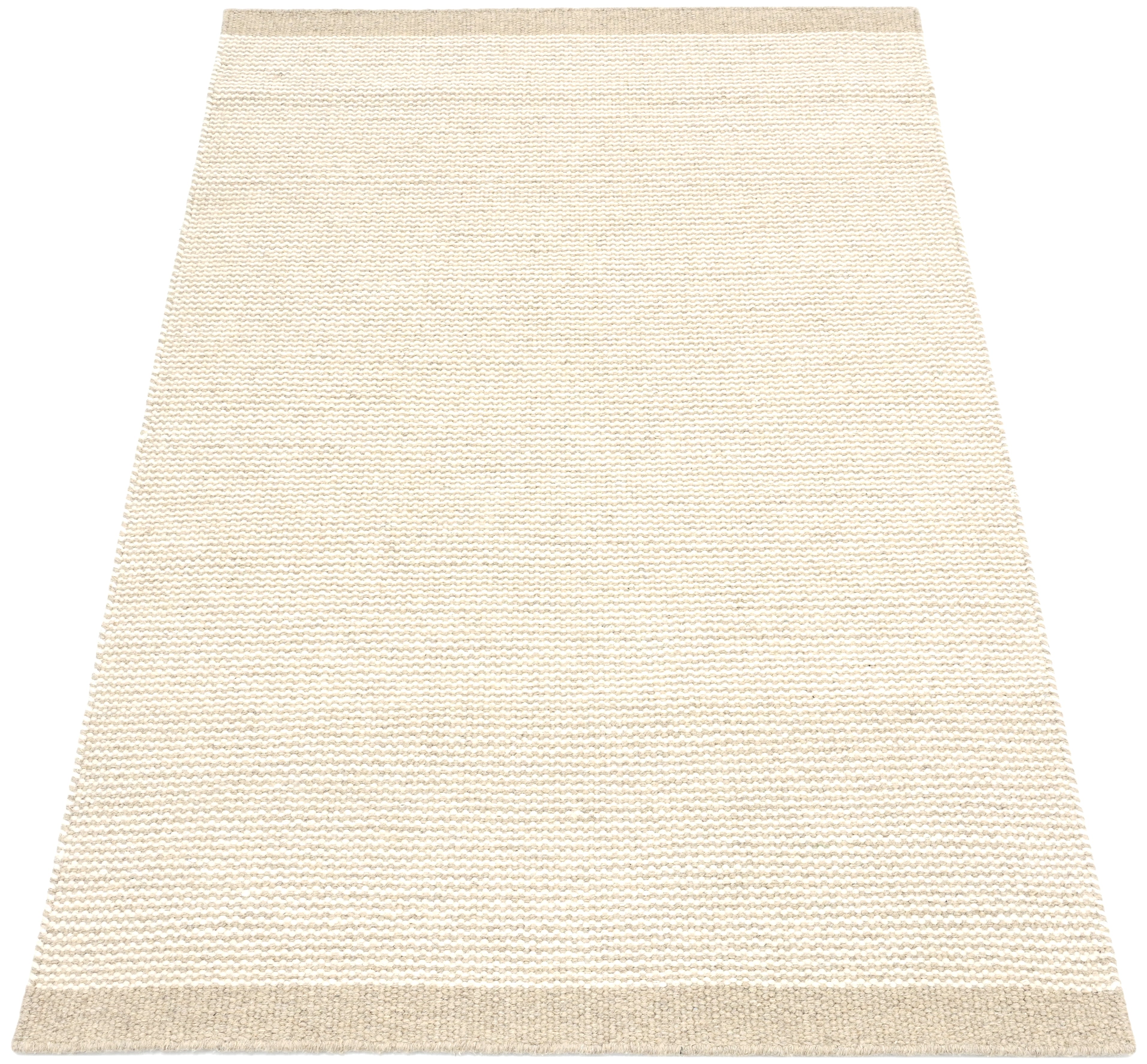 Beige & White Wool & Cotton Rug