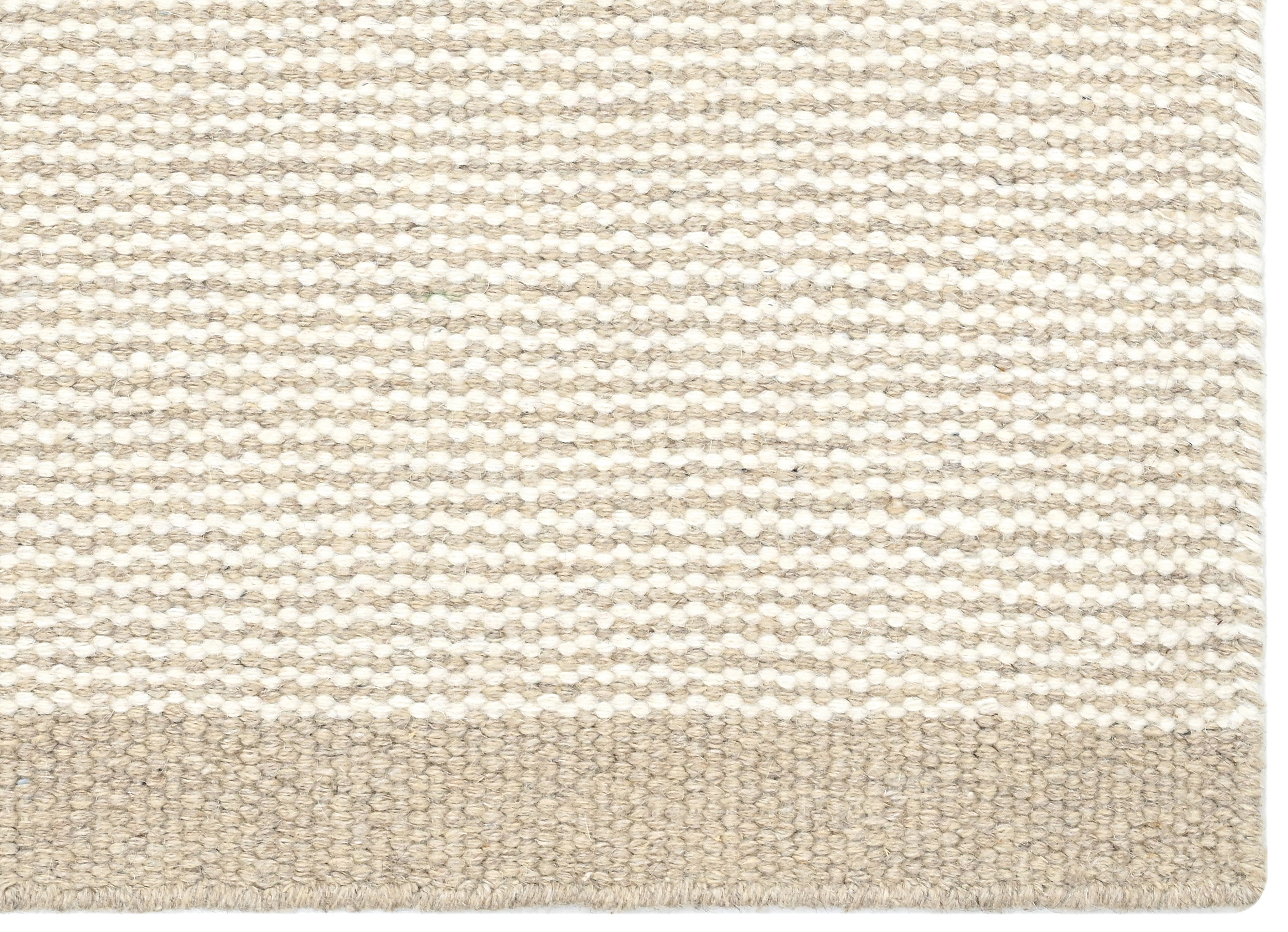 Beige & White Wool & Cotton Rug